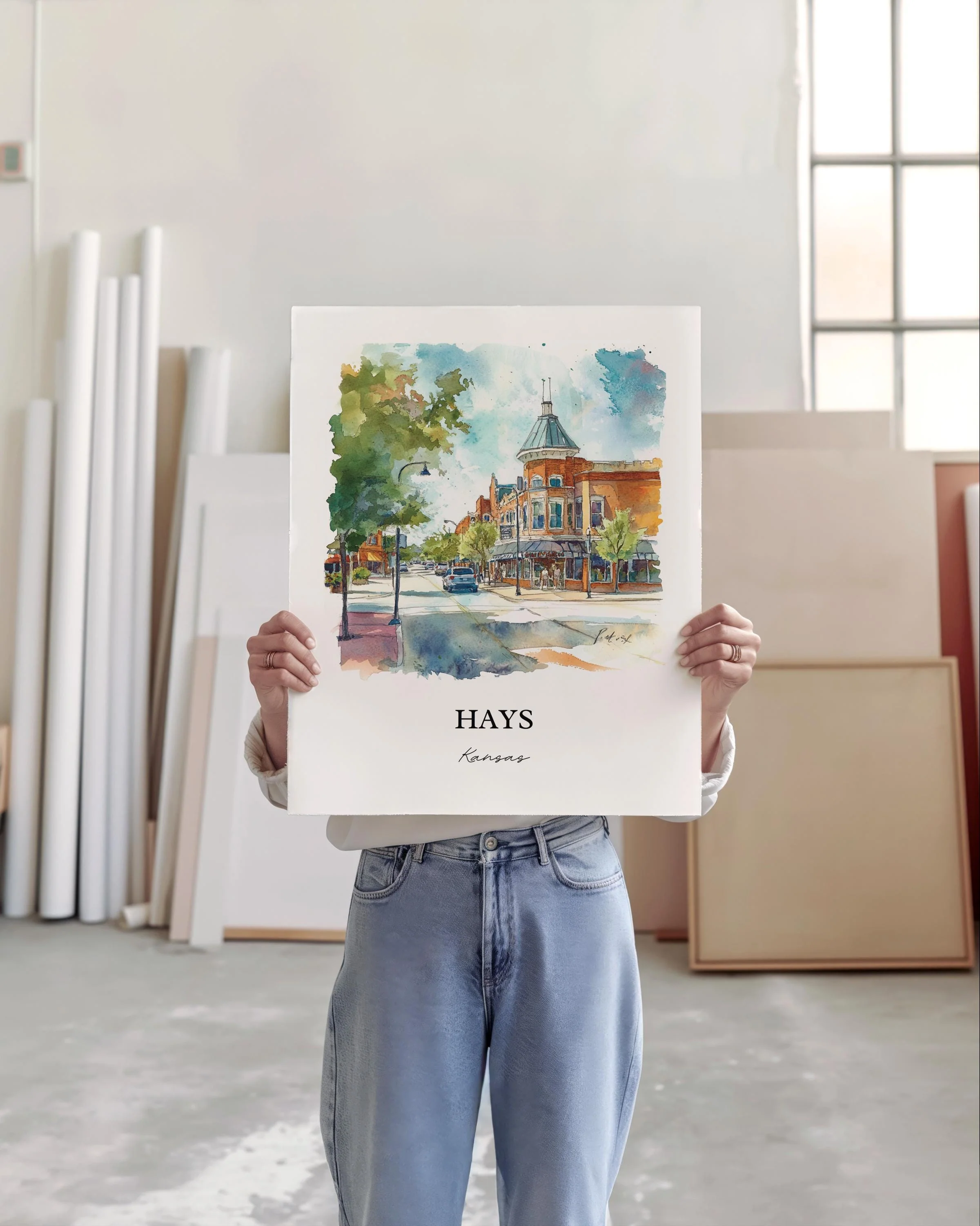 Hays, Kansas, USA – Watercolor Art Print - Image 3