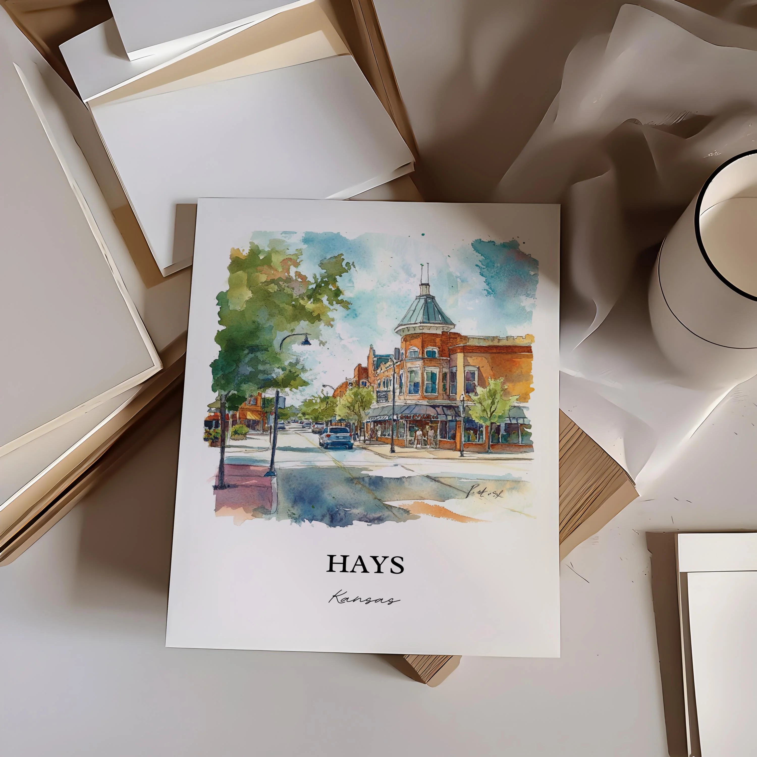 Hays, Kansas, USA – Watercolor Art Print - Image 4
