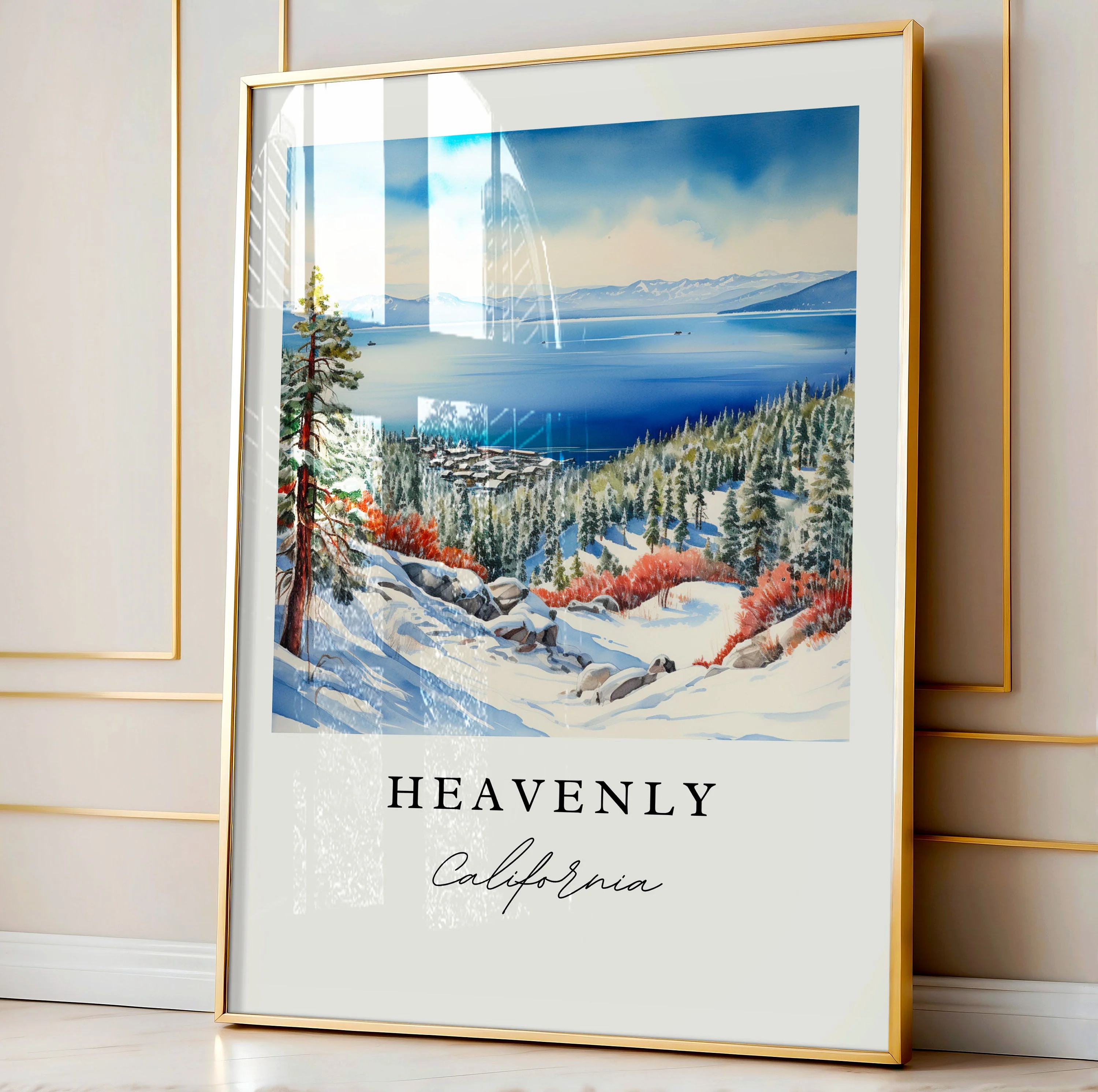 Lake Tahoe, California, California – Watercolor Art Print - Image 4