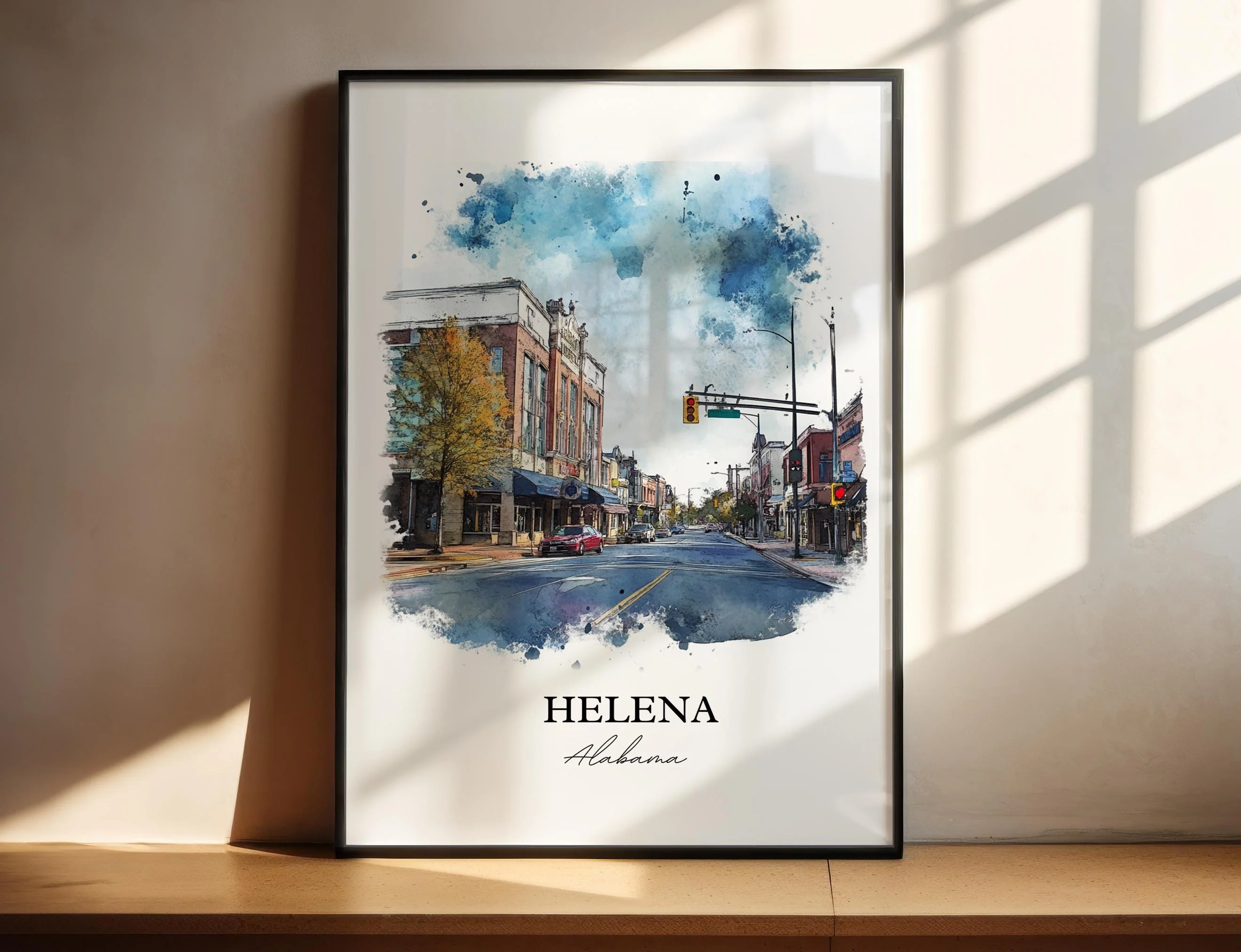 Helena, Alabama, USA – Watercolor Art Print