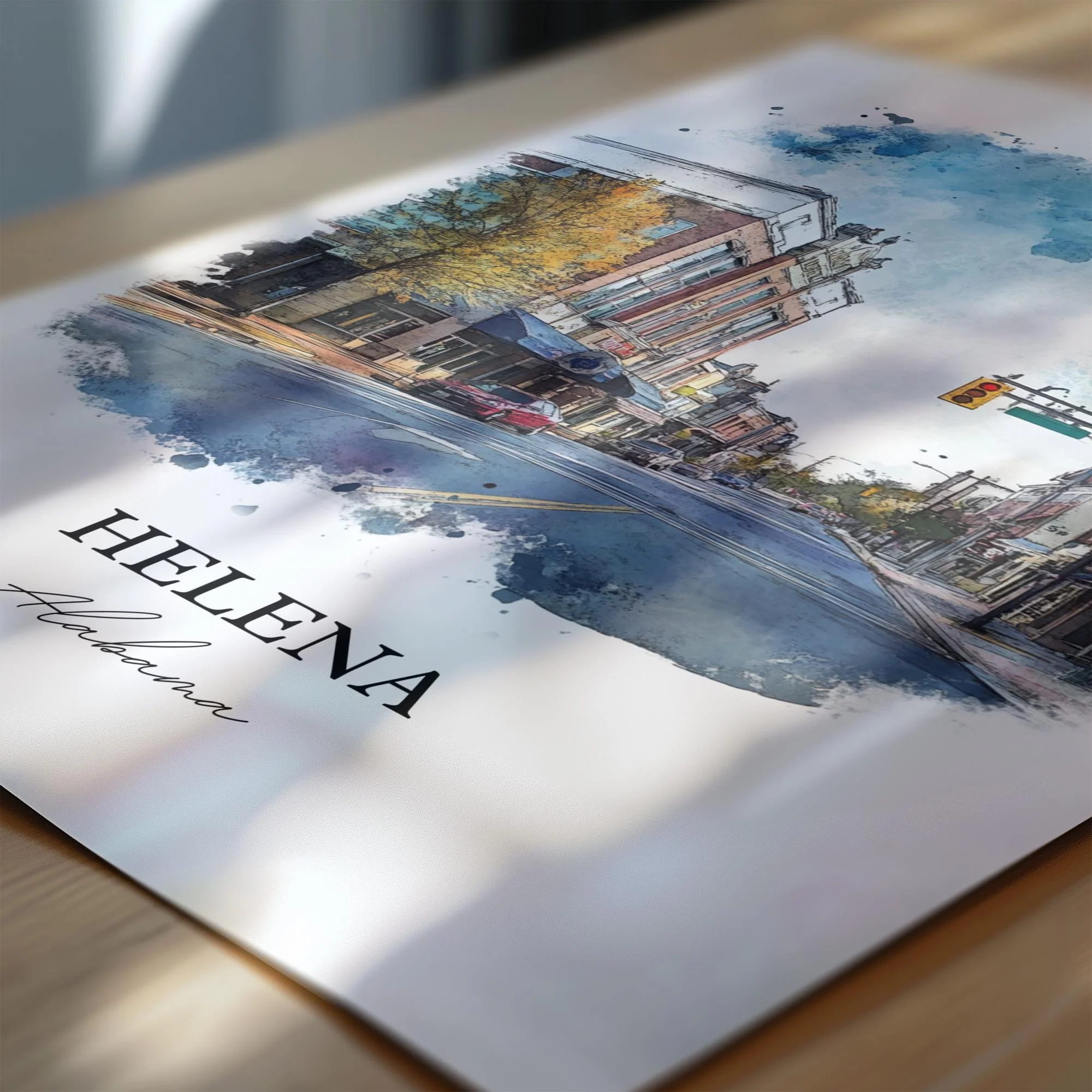 Helena, Alabama, USA – Watercolor Art Print - Image 2