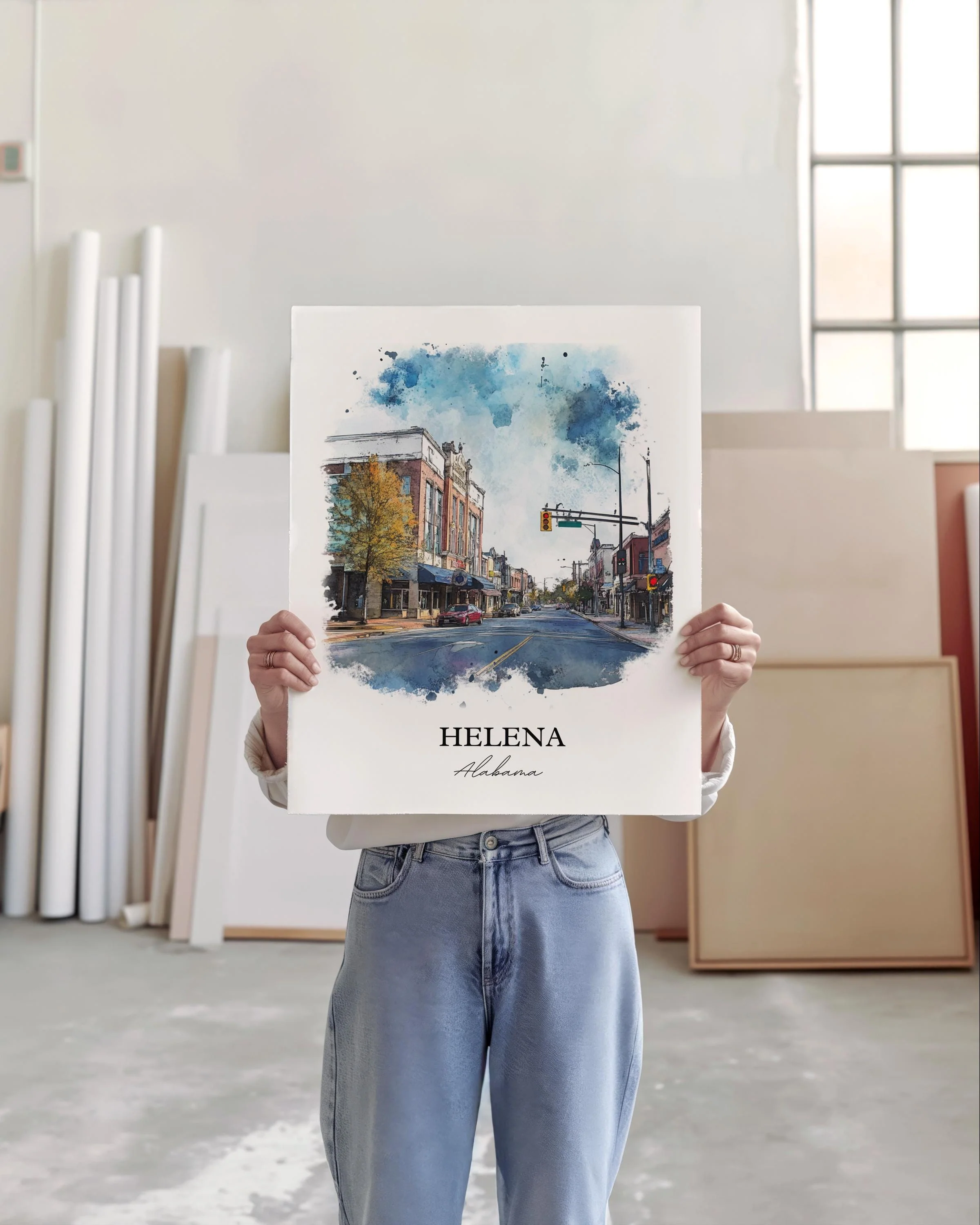 Helena, Alabama, USA – Watercolor Art Print - Image 6