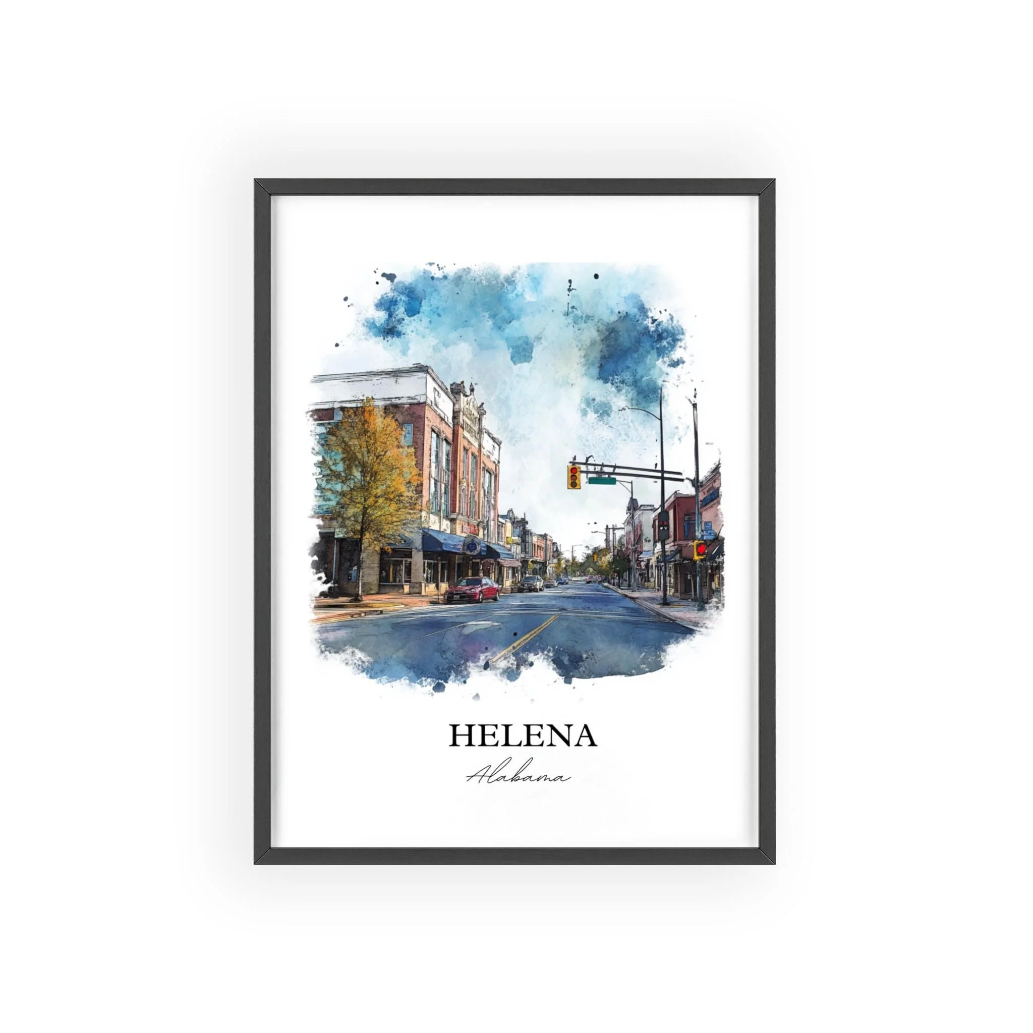 Helena, Alabama, USA – Watercolor Art Print - Image 7