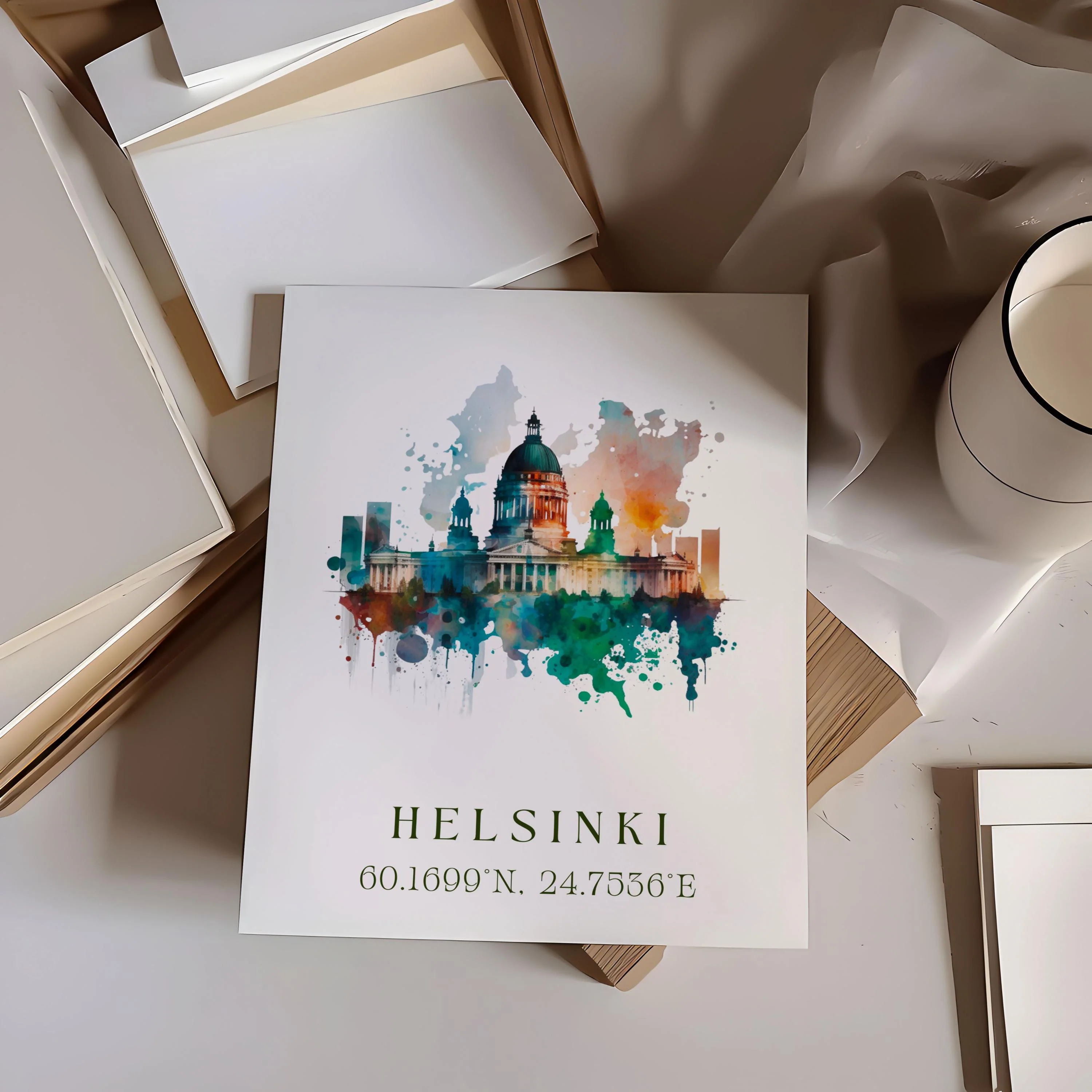 Helsinki, Finland – Watercolor Art Print - Image 2