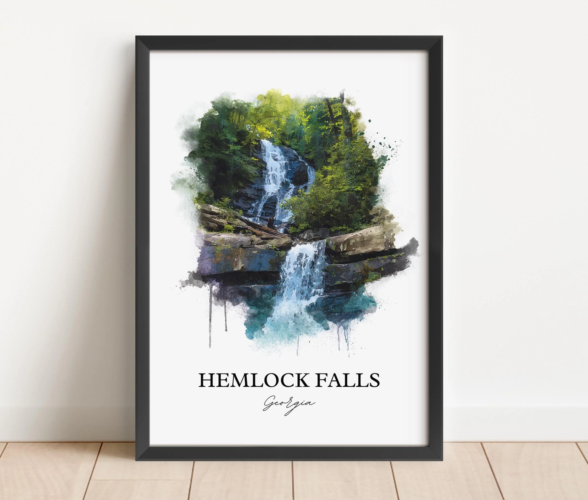 Hemlock Falls, Georgia, USA – Watercolor Art Print - Image 6