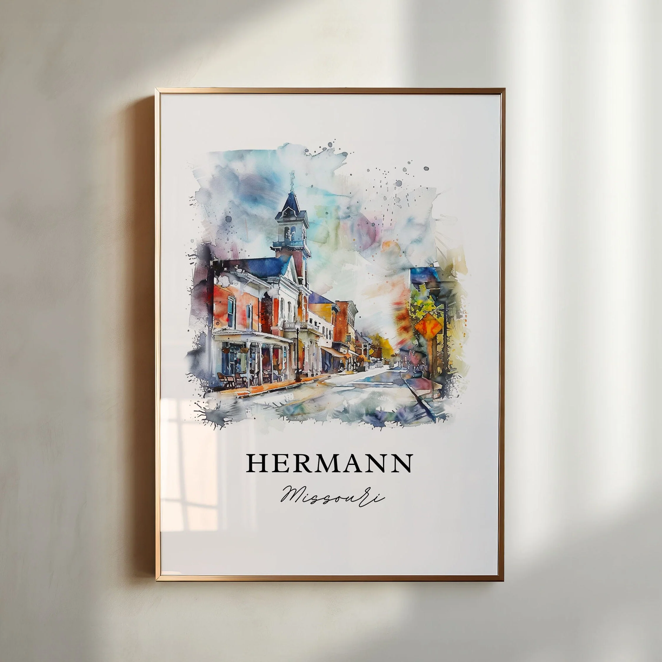 Hermann, Missouri – Watercolor Art Print