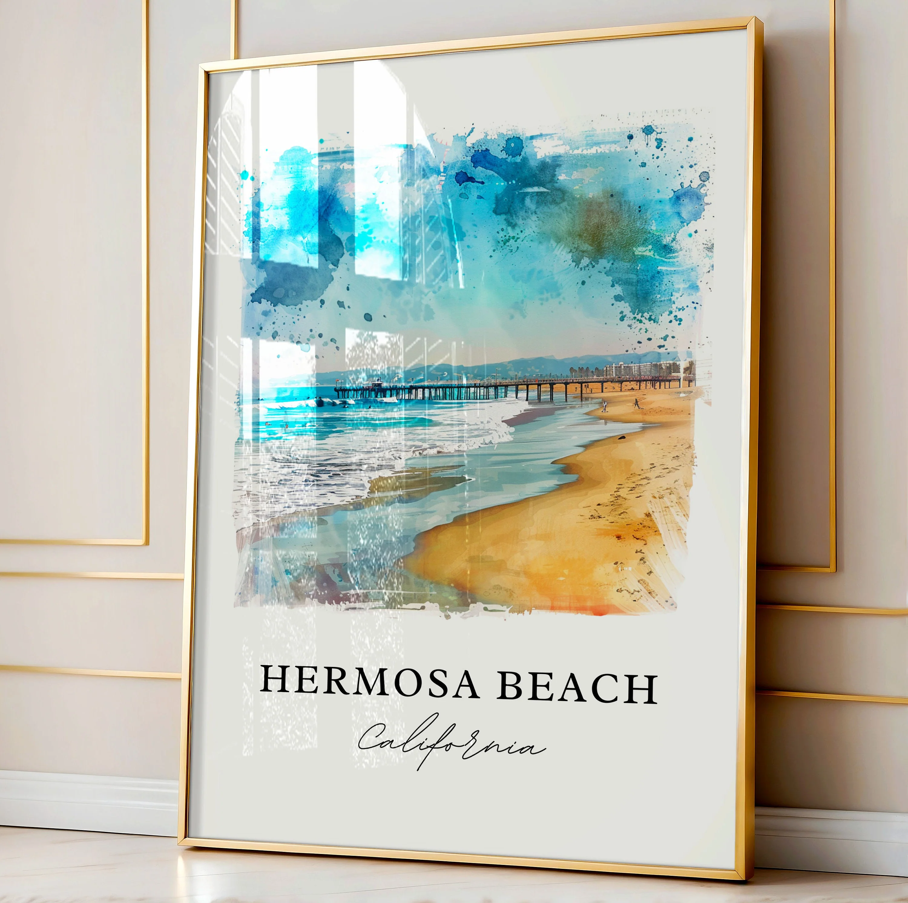 Hermosa Beach, USA – Watercolor Art Print - Image 4