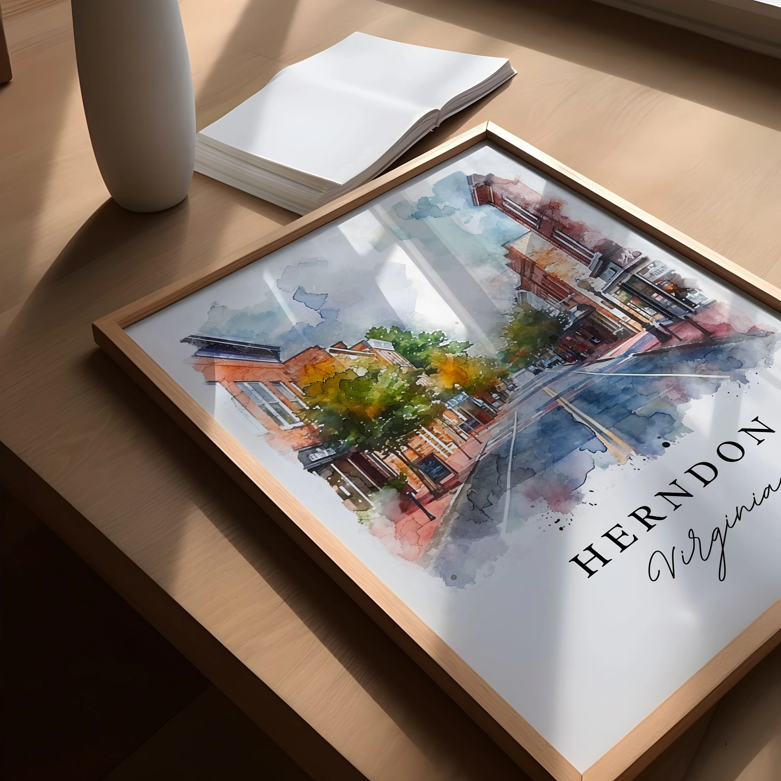 Herndon, Virginia – Watercolor Art Print - Image 5
