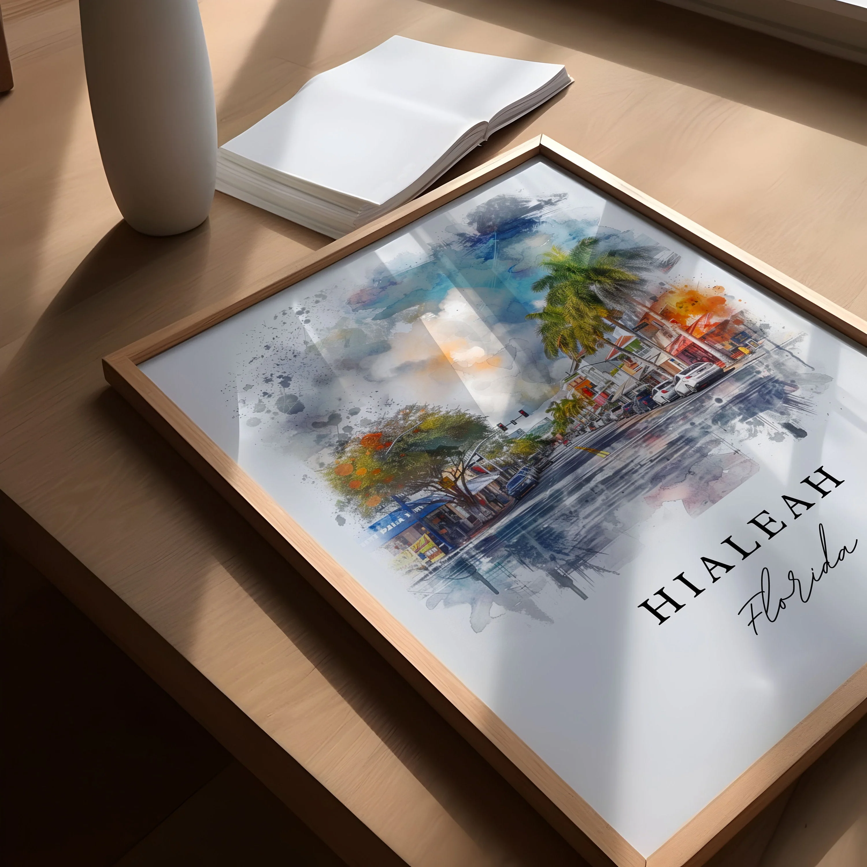 Hialeah, Florida, Florida – Watercolor Art Print - Image 2