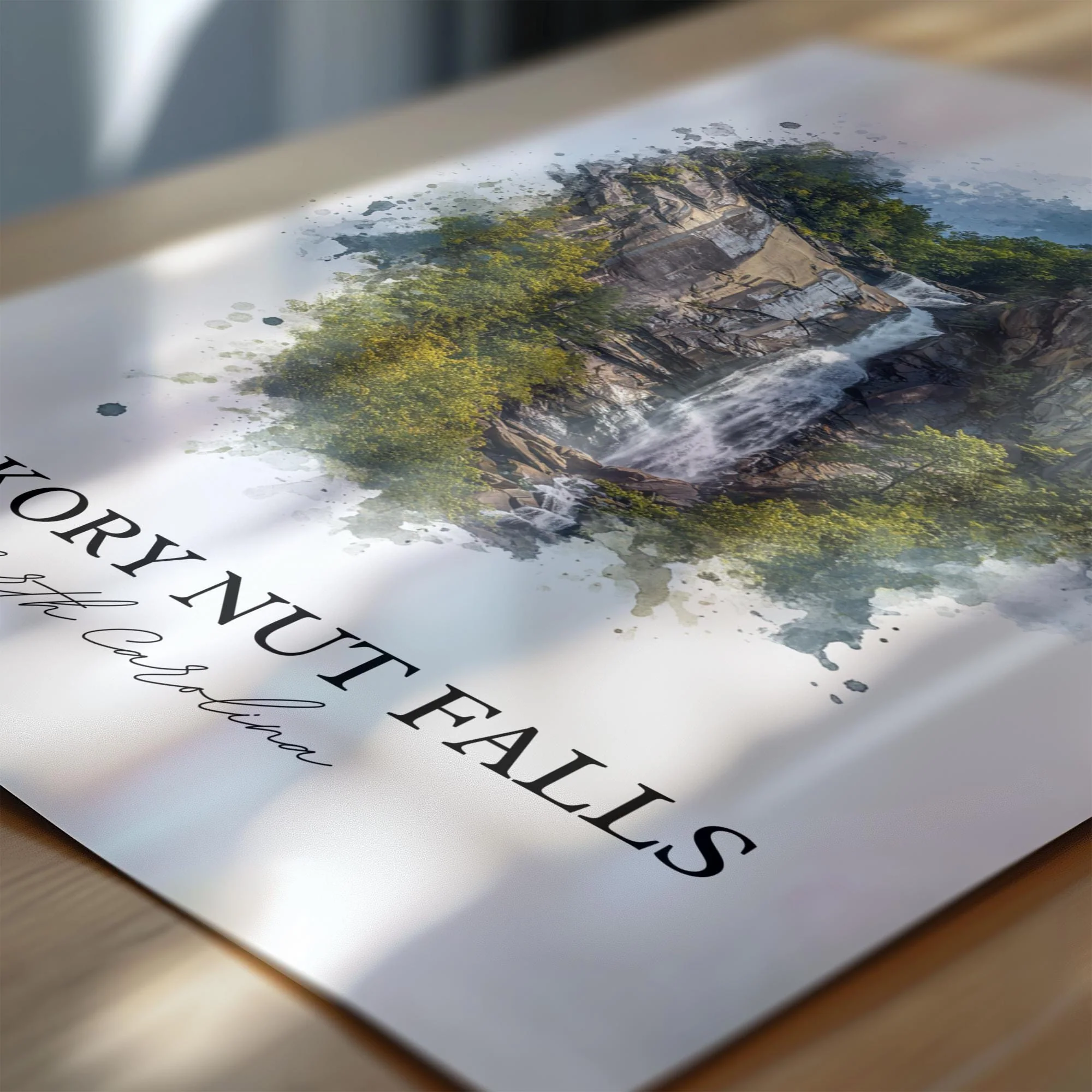 Hickory Nut Falls, North Carolina, USA – Watercolor Art Print - Image 2