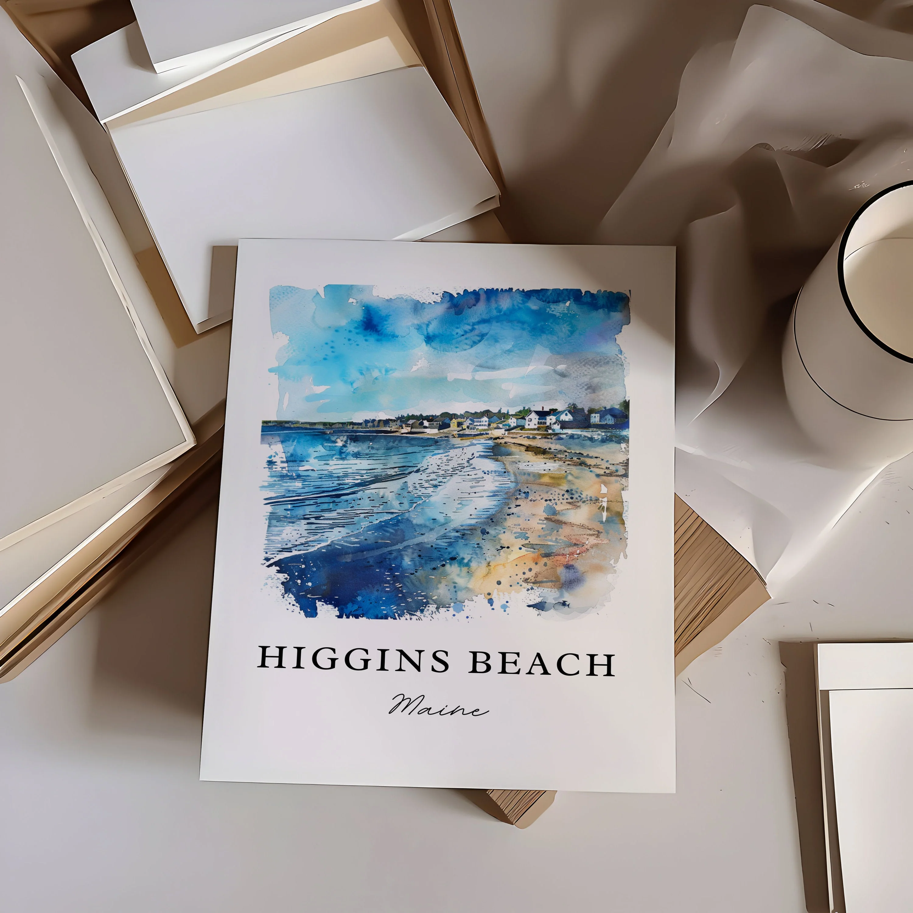 Higgins Beach, Maine – Watercolor Art Print - Image 3