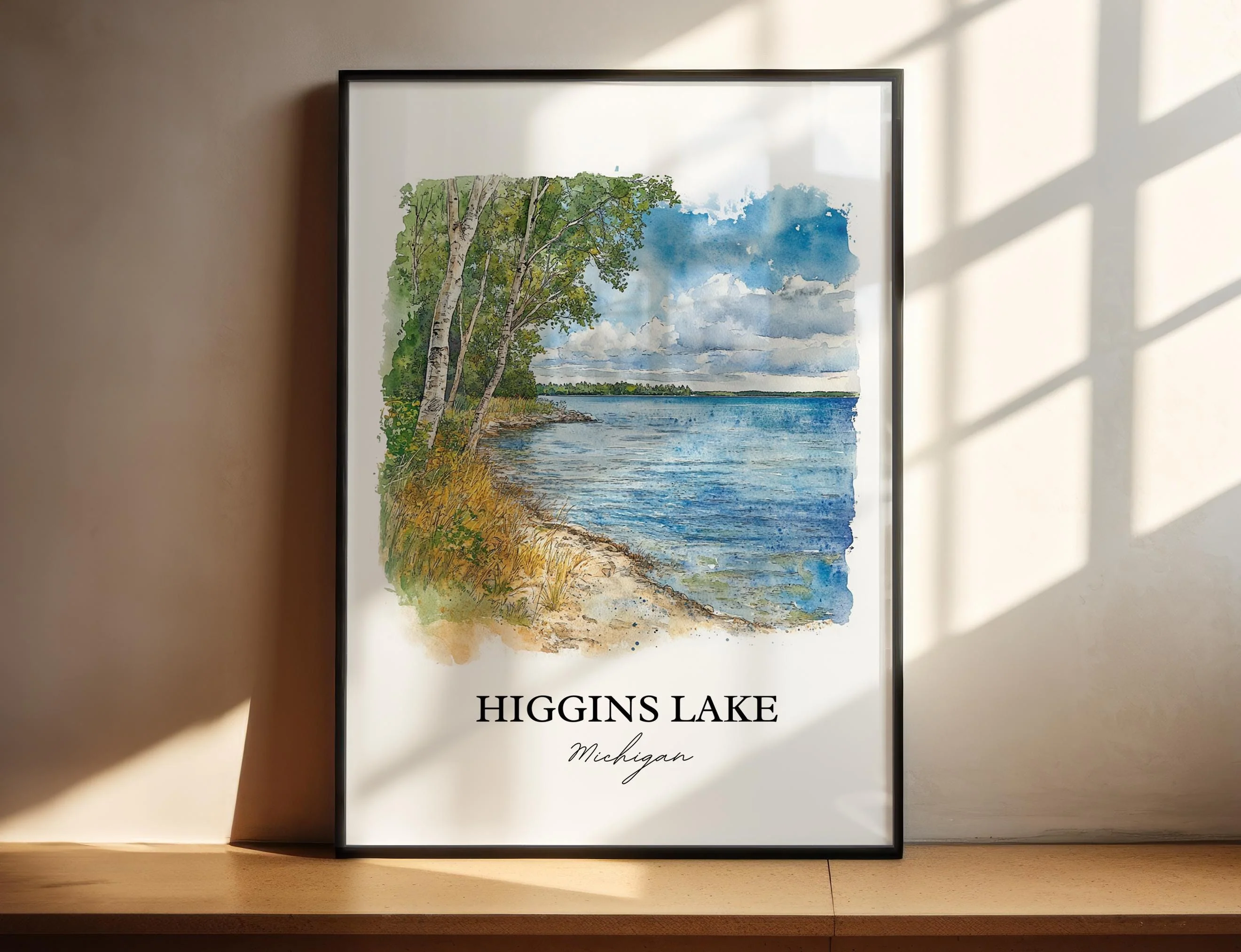 Higgins Lake, MI, USA – Watercolor Art Print
