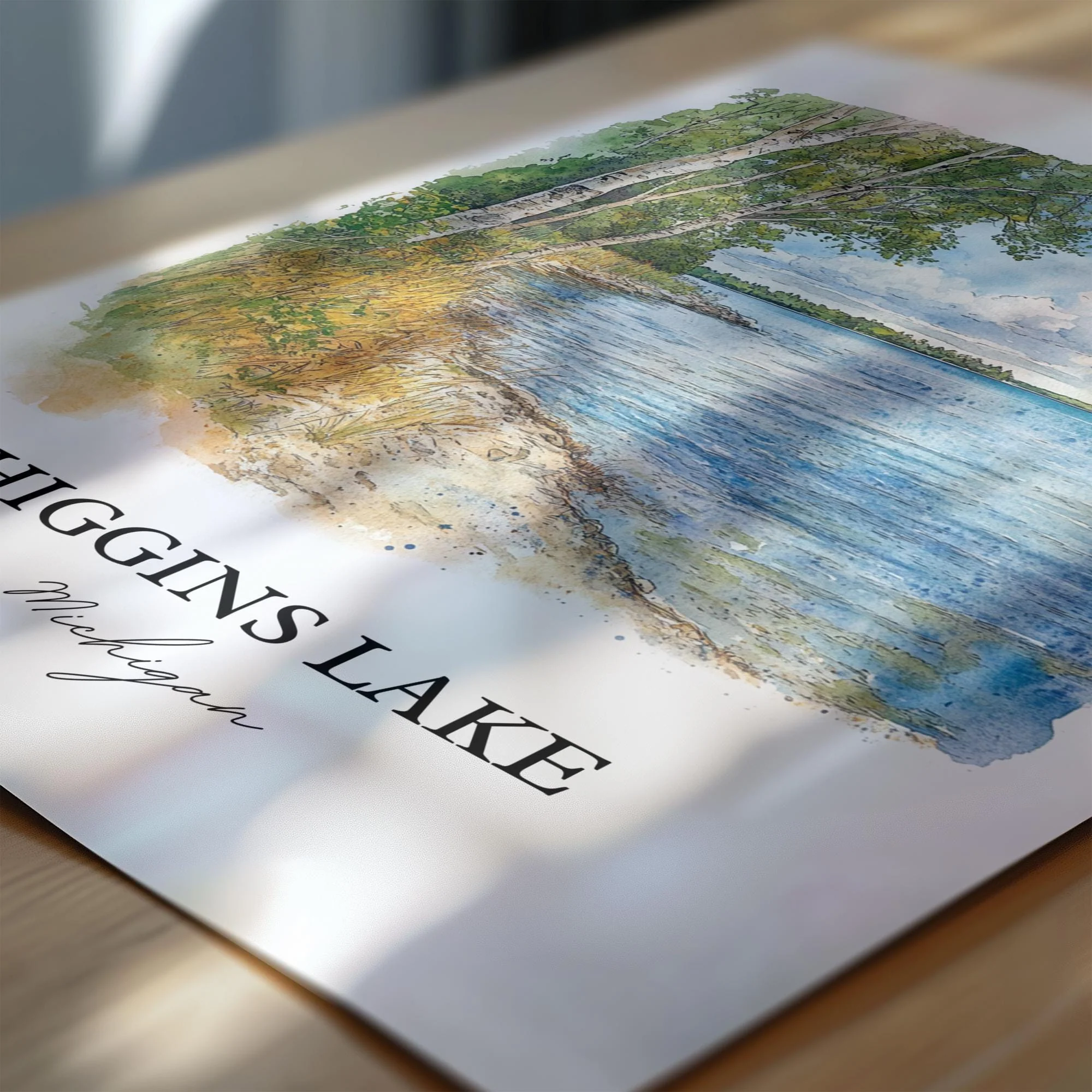 Higgins Lake, MI, USA – Watercolor Art Print - Image 2
