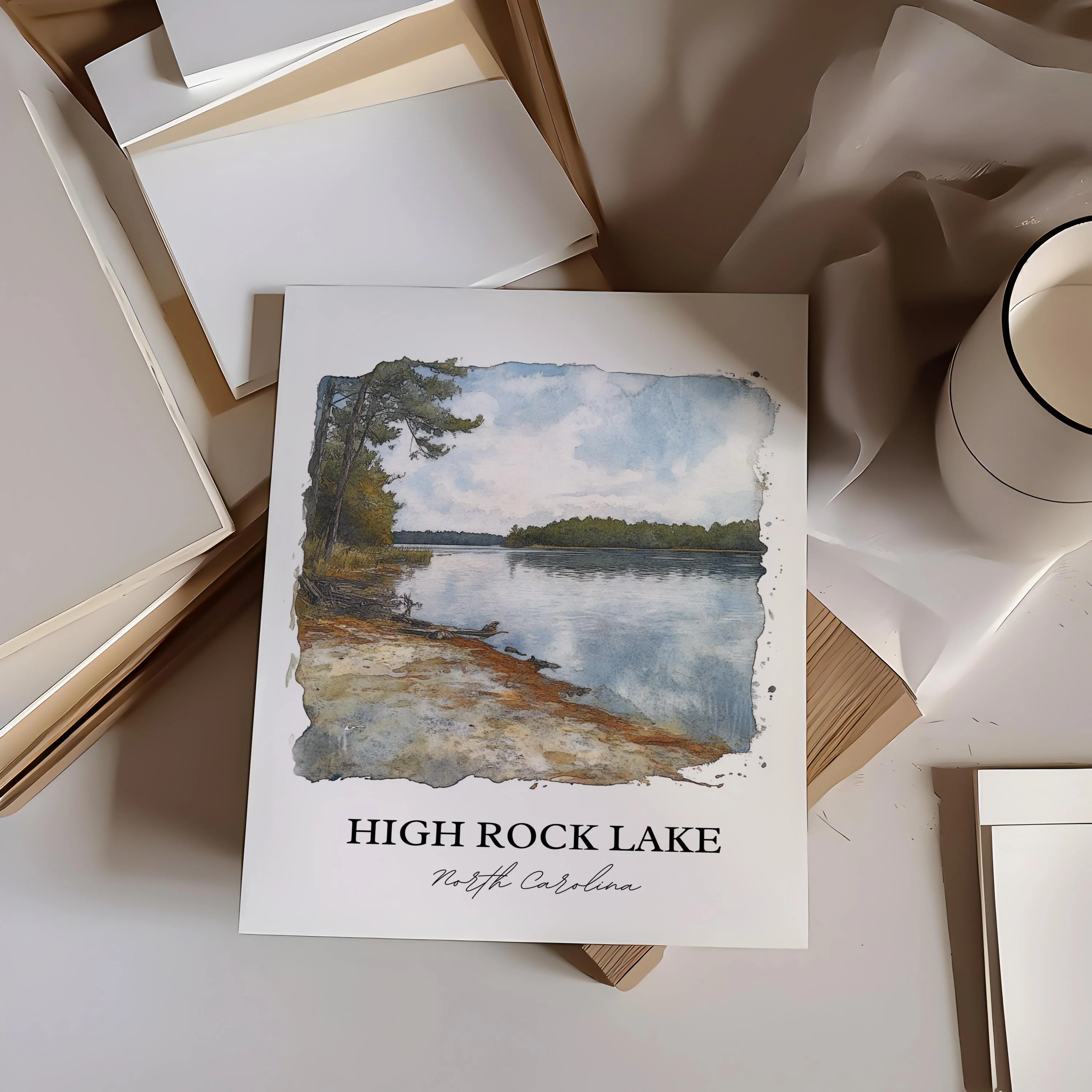 High Rock Lake, North Carolina – Watercolor Art Print - Image 5