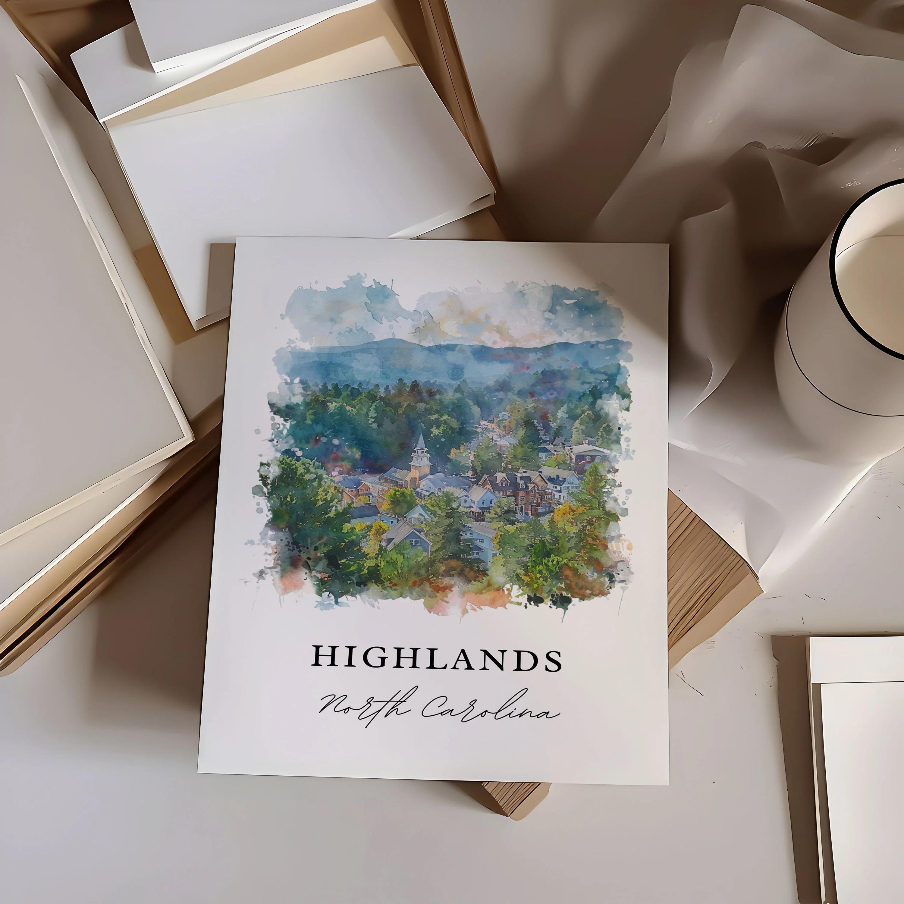 Highlands, NC, USA – Watercolor Art Print - Image 2
