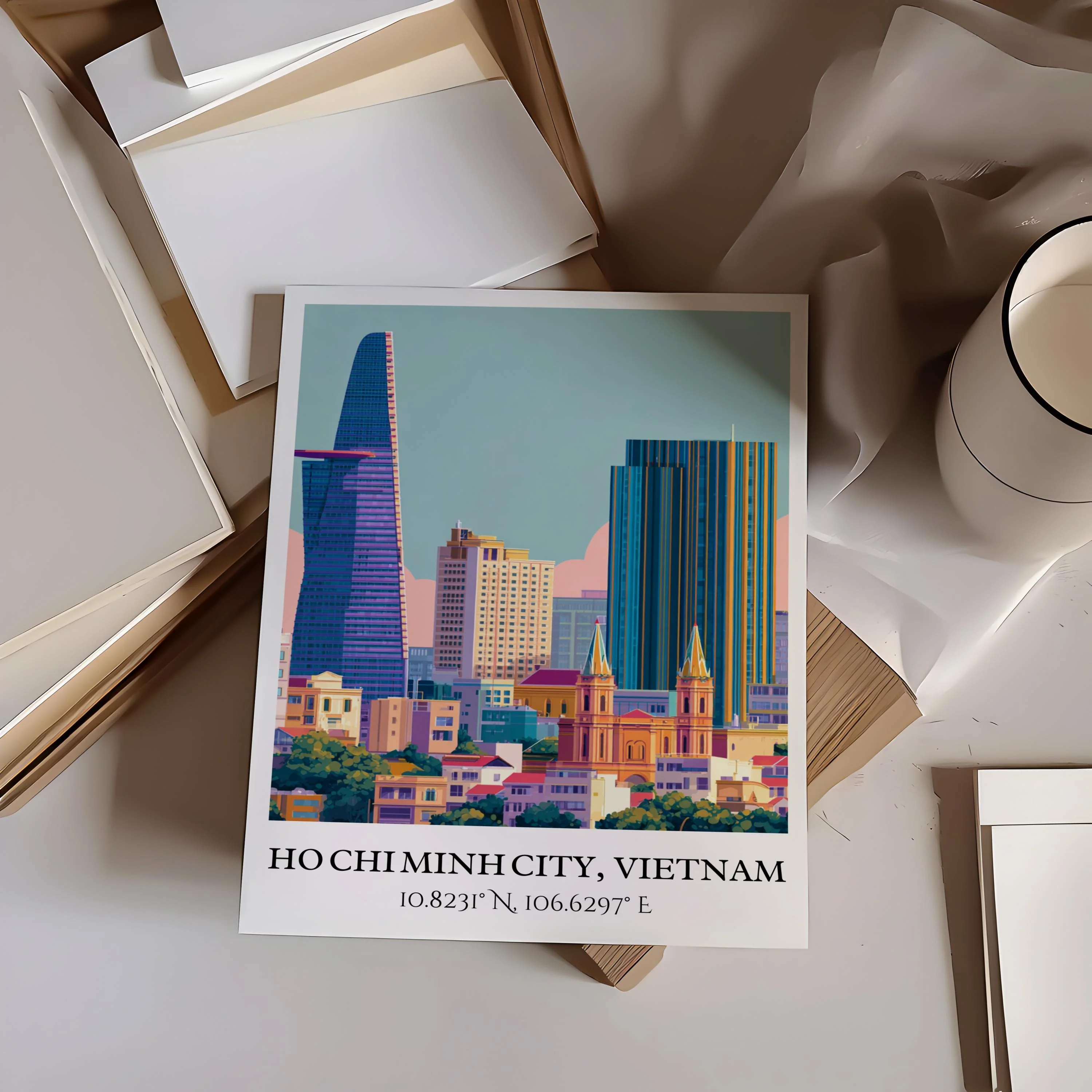 Ho Chi Minh City, Vietnam – Watercolor Art Print - Image 3
