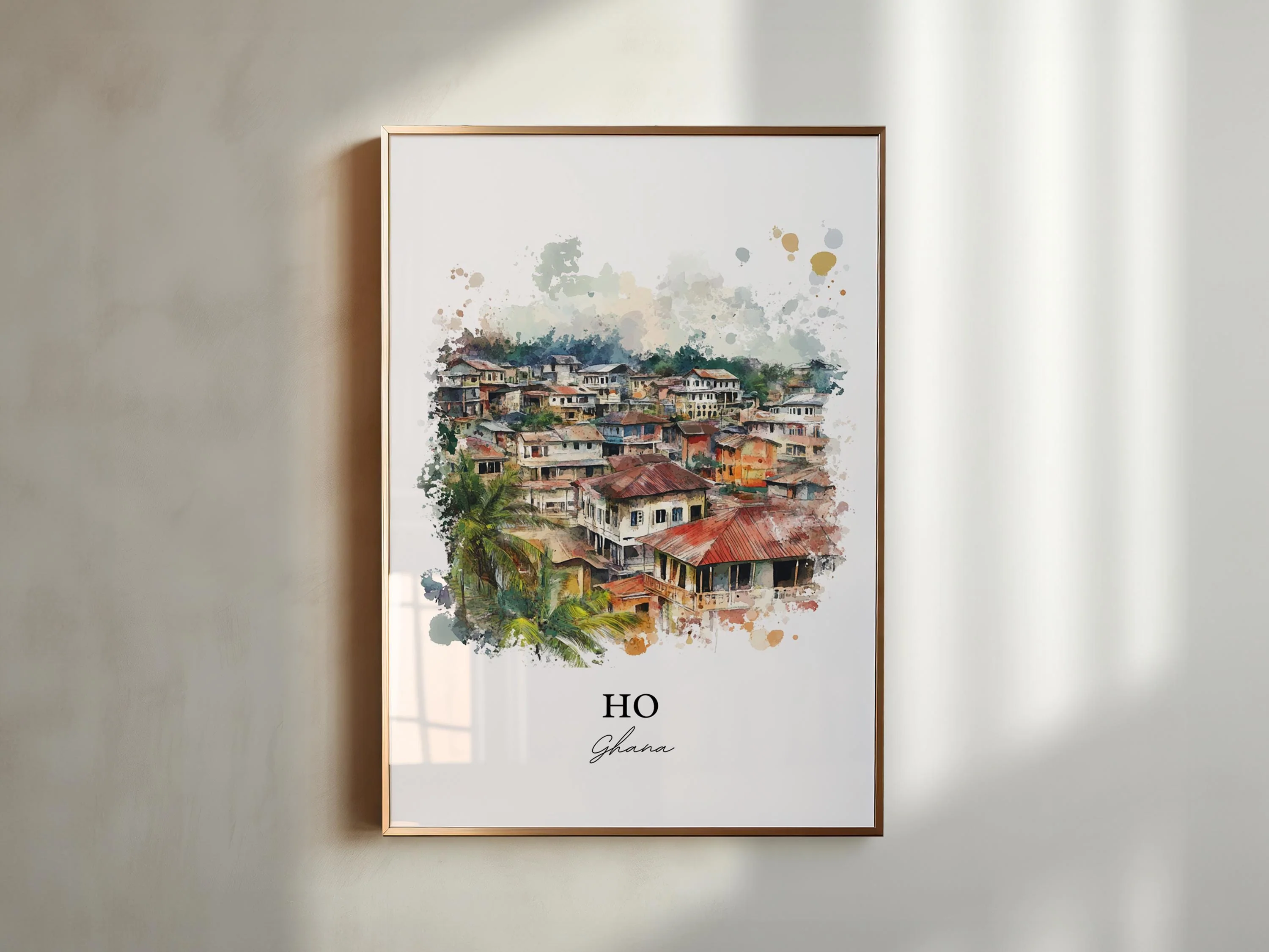 Ho, Ghana – Volta Region Watercolor Art Print - Image 3