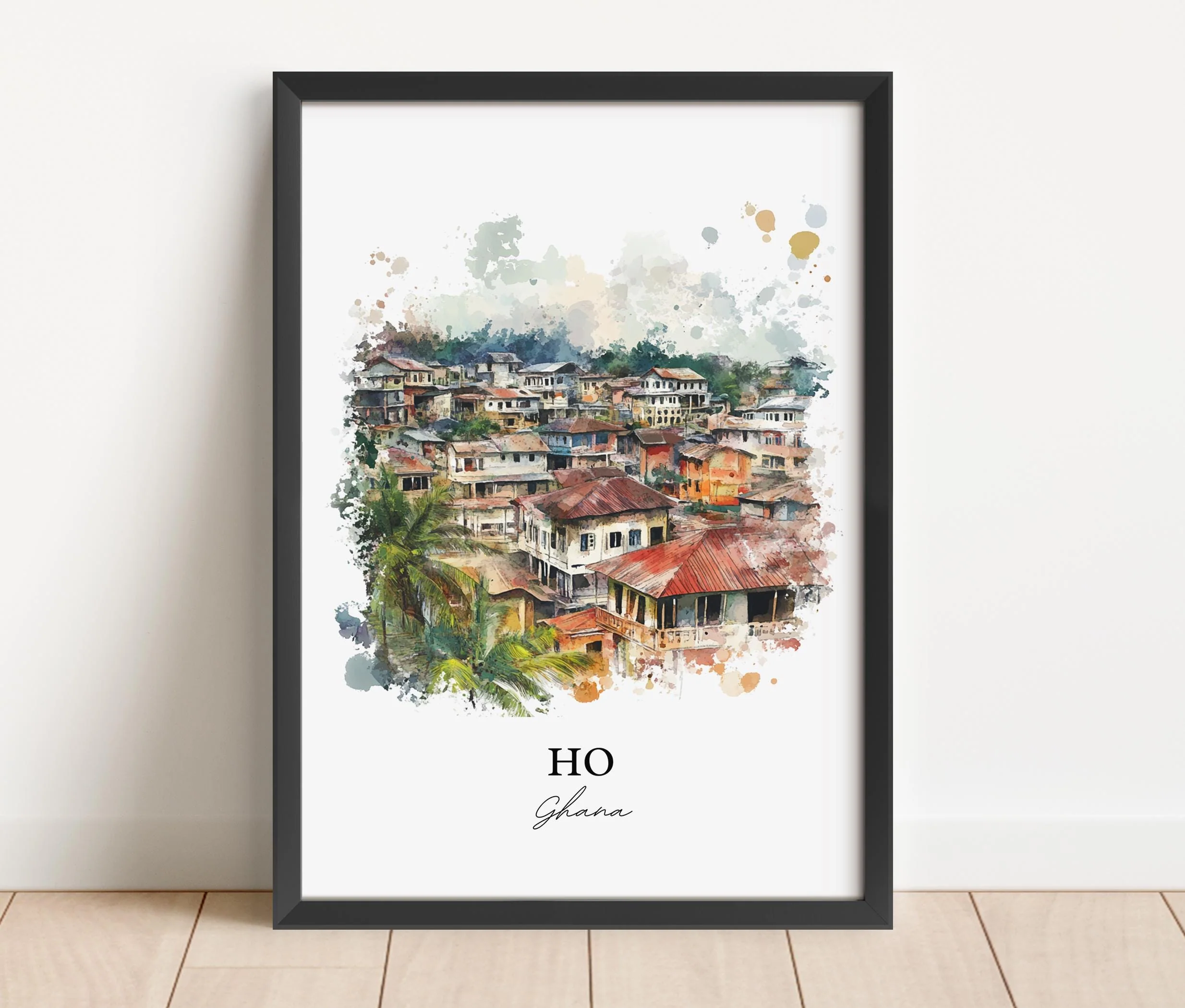 Ho, Ghana – Volta Region Watercolor Art Print - Image 6
