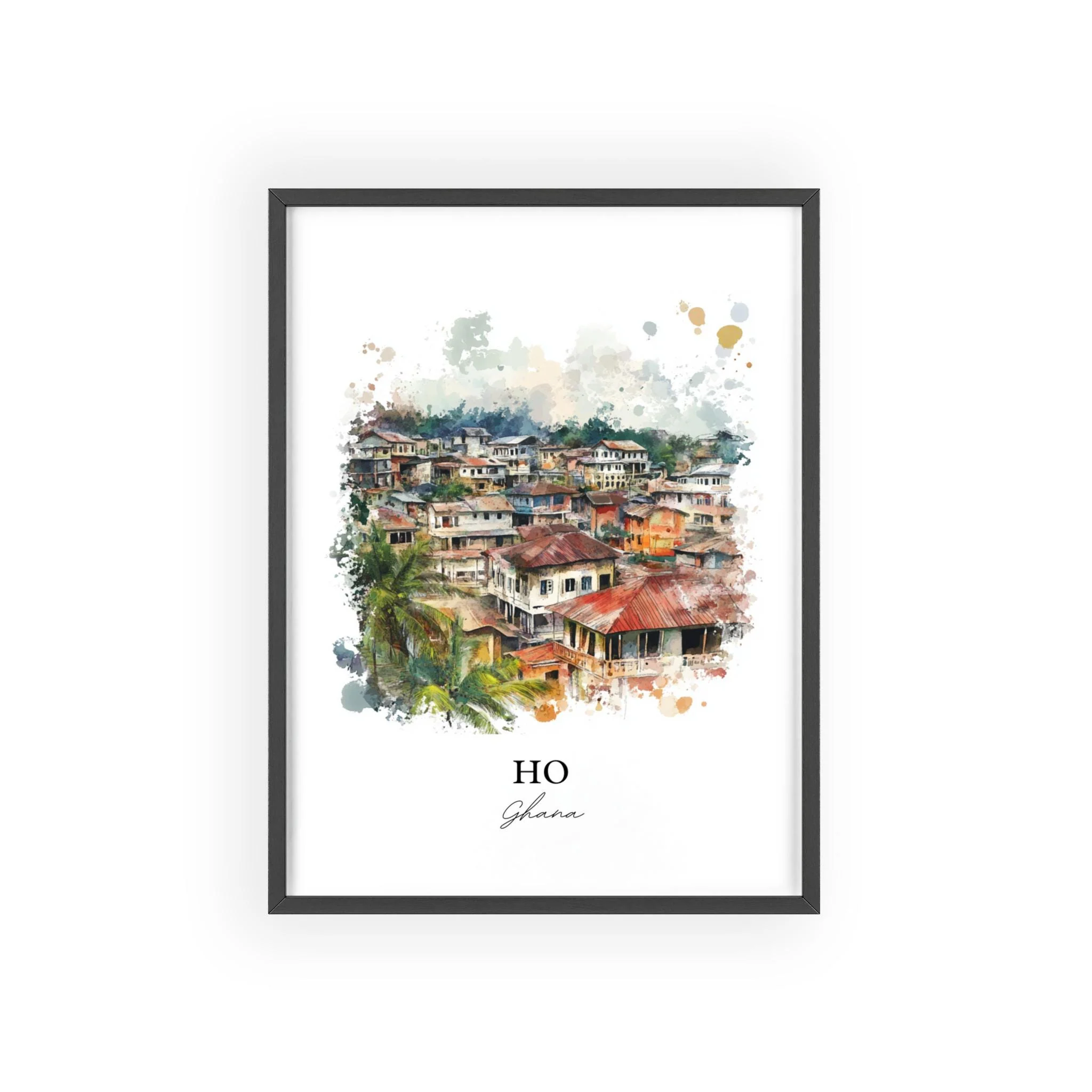 Ho, Ghana – Volta Region Watercolor Art Print - Image 7