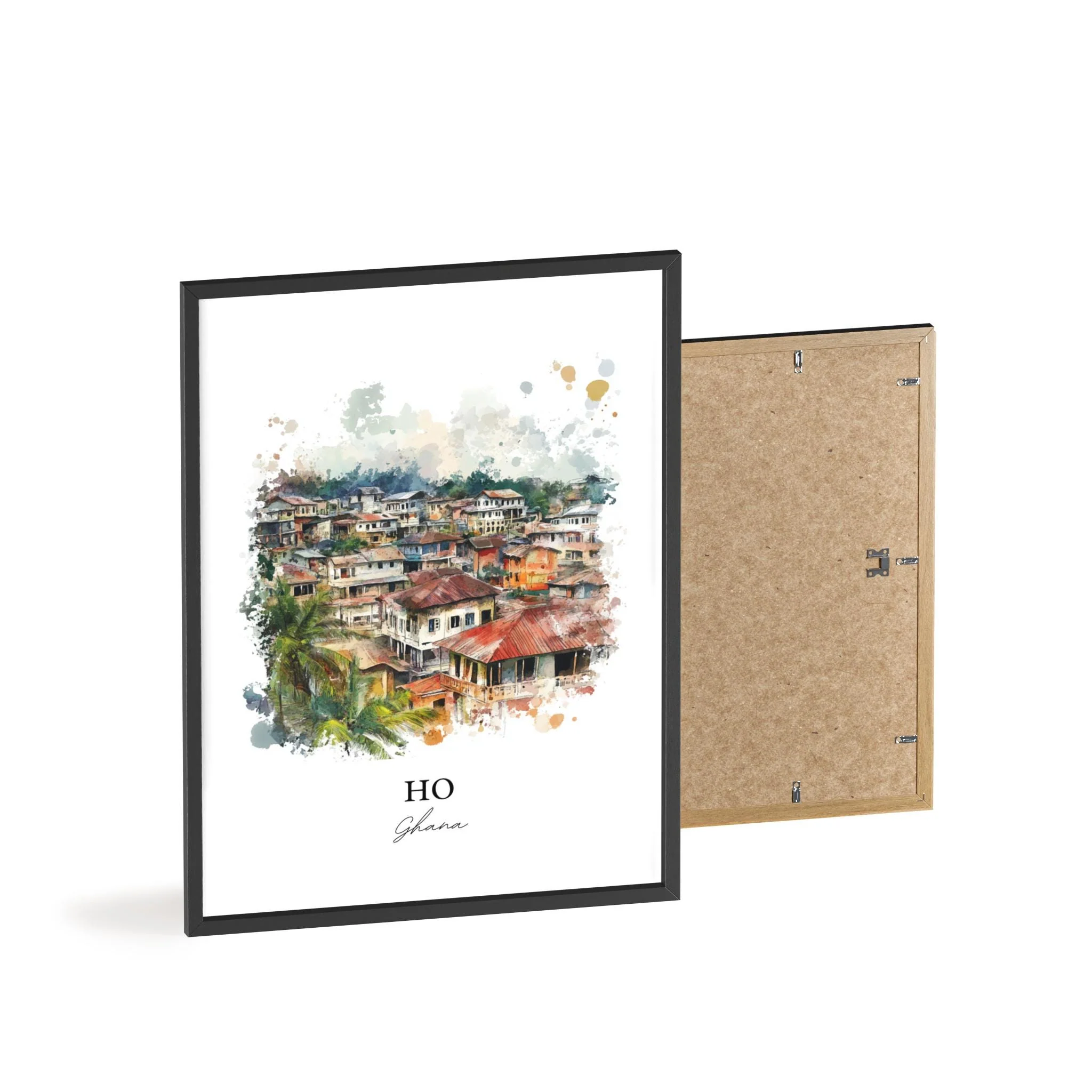 Ho, Ghana – Volta Region Watercolor Art Print - Image 8