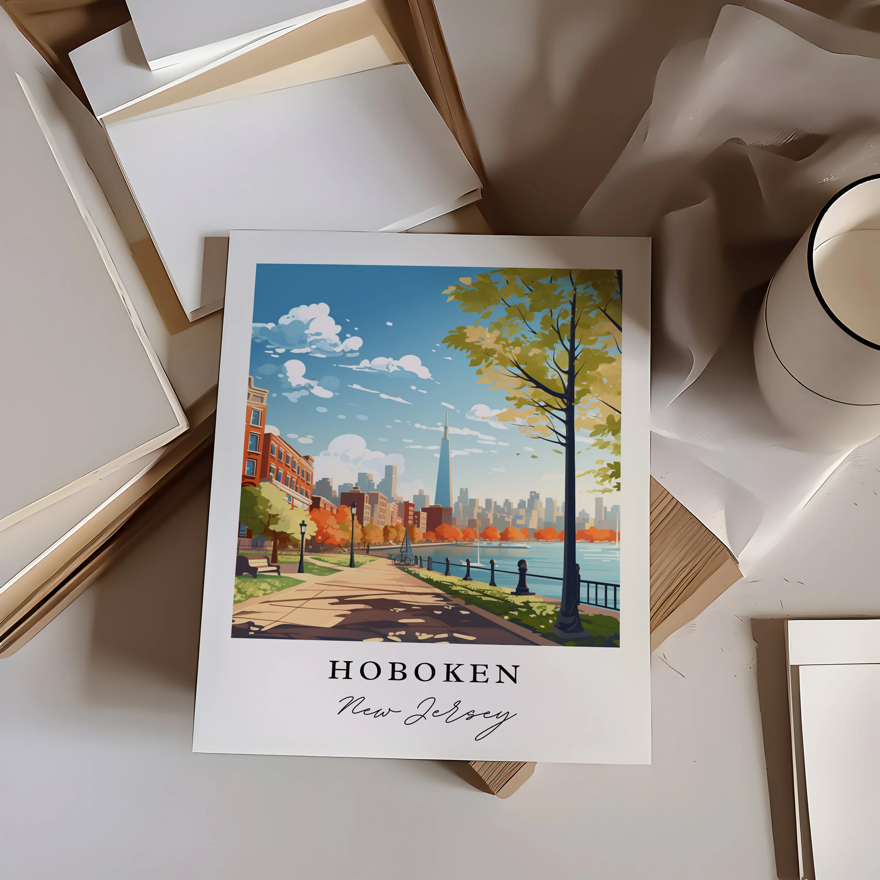 Hoboken, New Jersey – Watercolor Art Print - Image 2