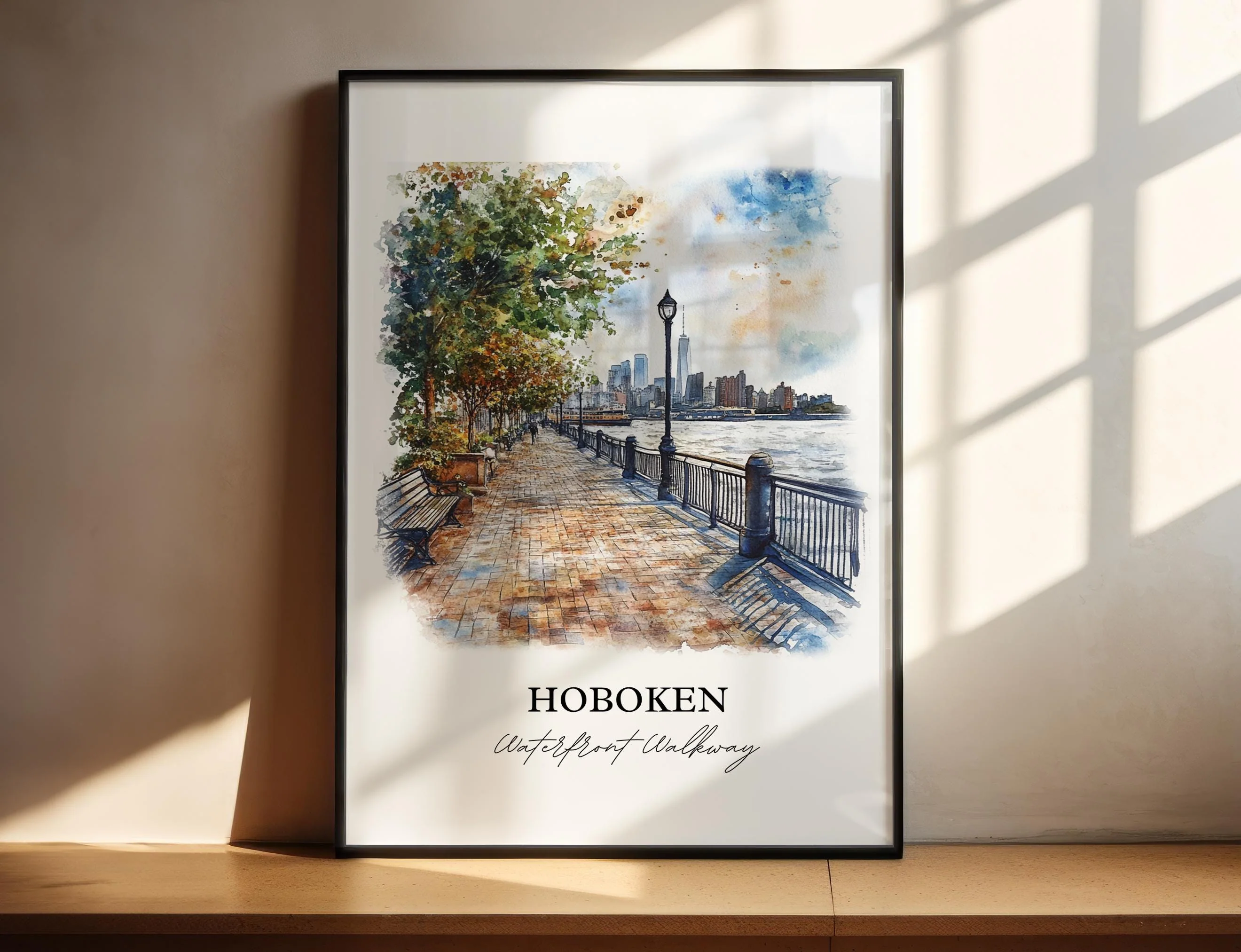 Hoboken, NJ, USA – Watercolor Art Print