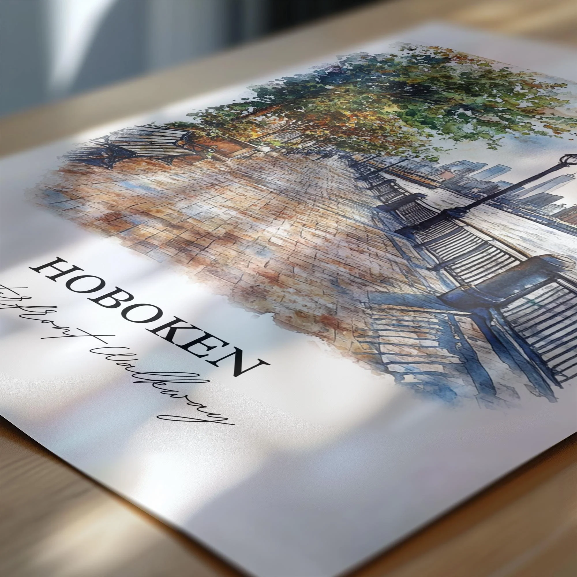 Hoboken, NJ, USA – Watercolor Art Print - Image 2