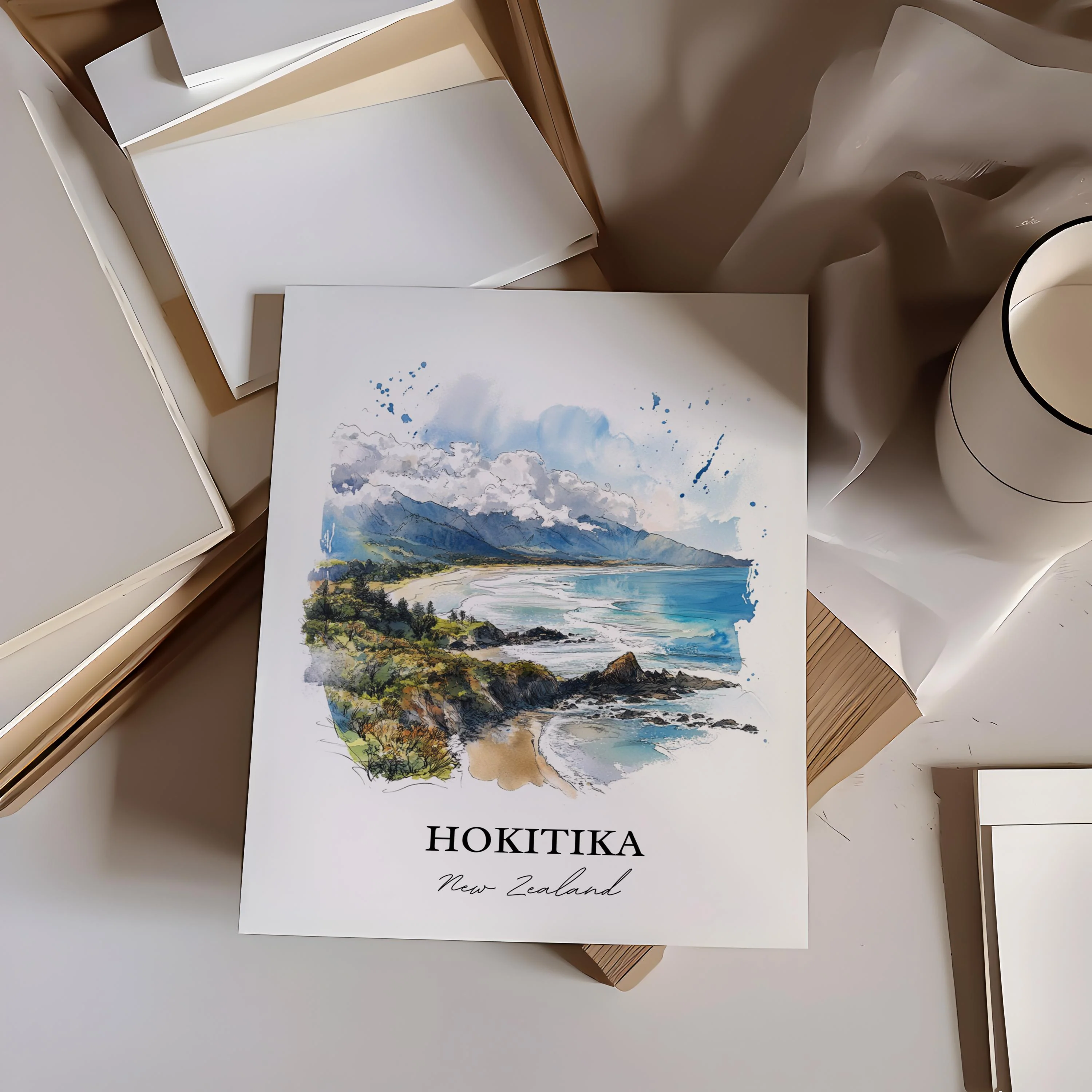 Hokitika, New Zealand – Watercolor Art Print - Image 3