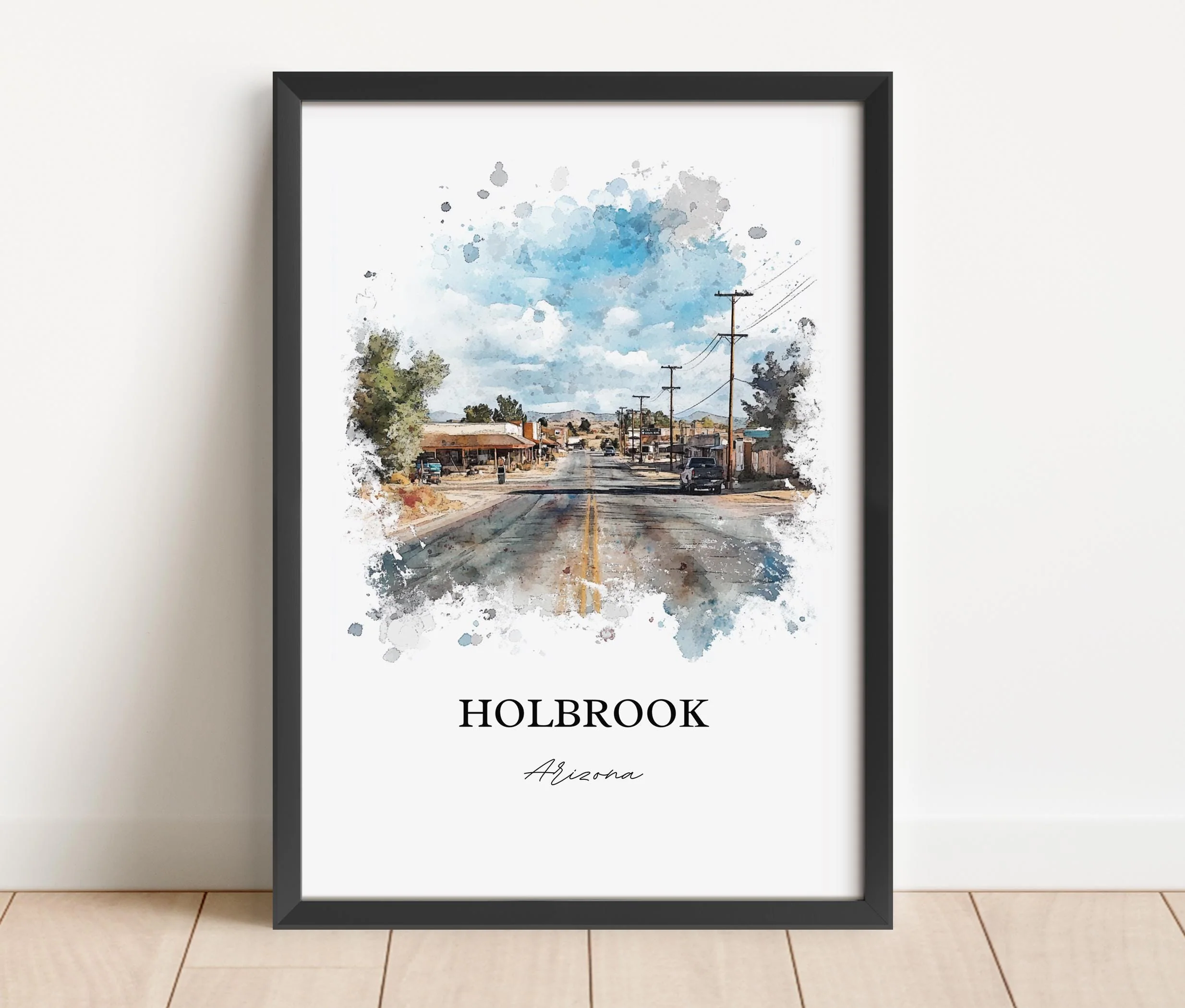 Holbrook, Arizona, Arizona – Watercolor Art Print - Image 3
