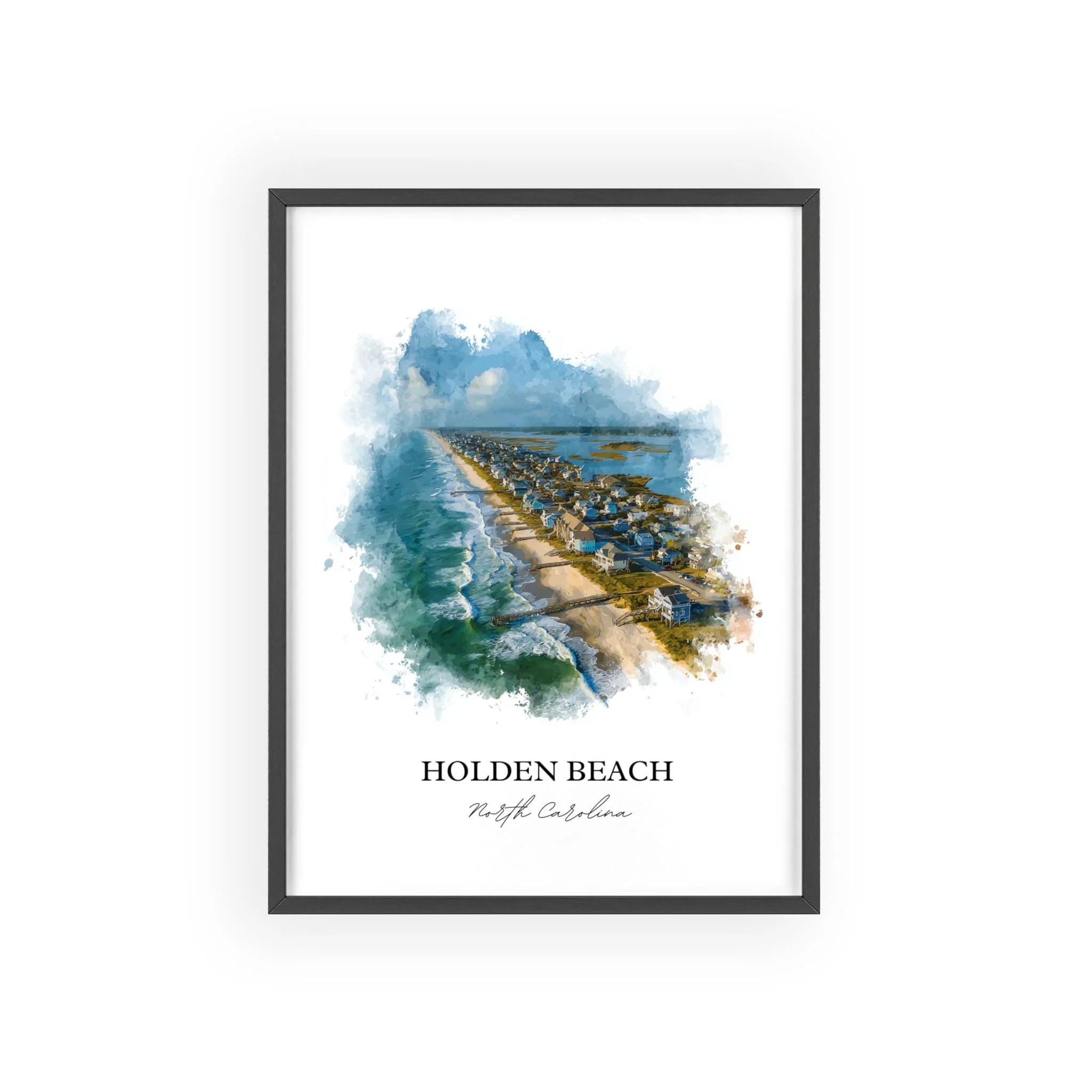 Holden Beach, North Carolina – Watercolor Art Print - Image 9