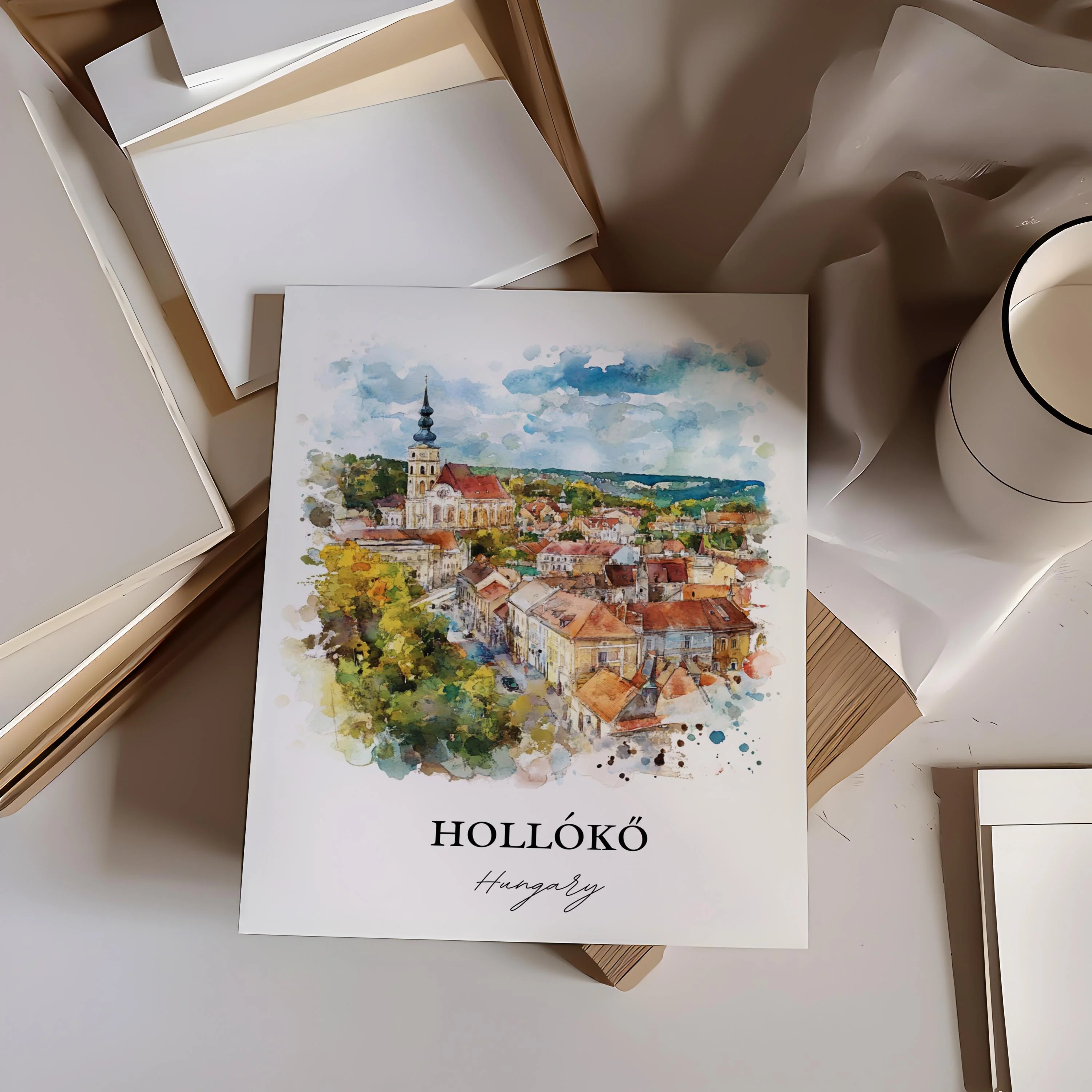 Holloko, Hungary – Watercolor Art Print - Image 5