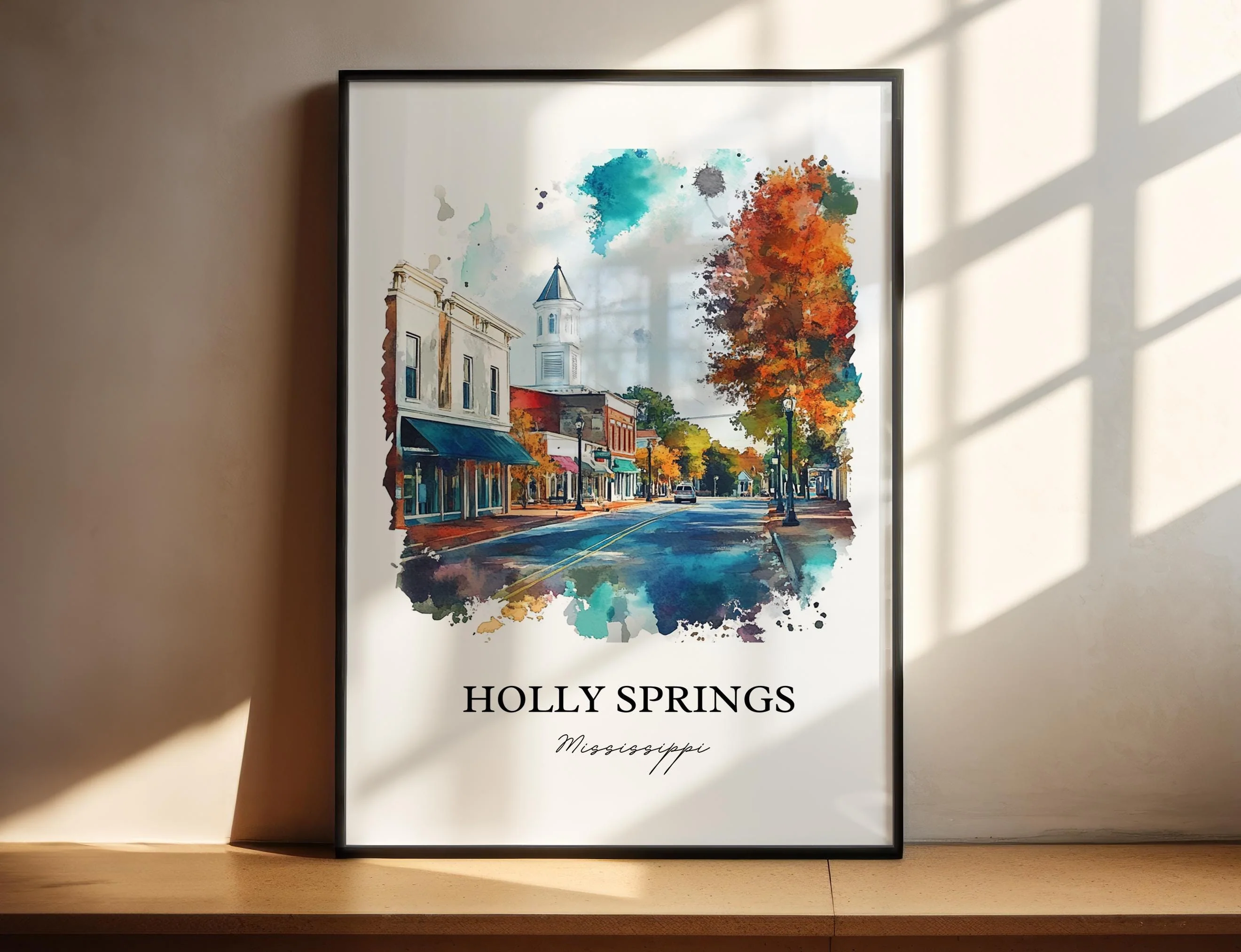 Holly Springs, Mississippi, USA – Watercolor Art Print