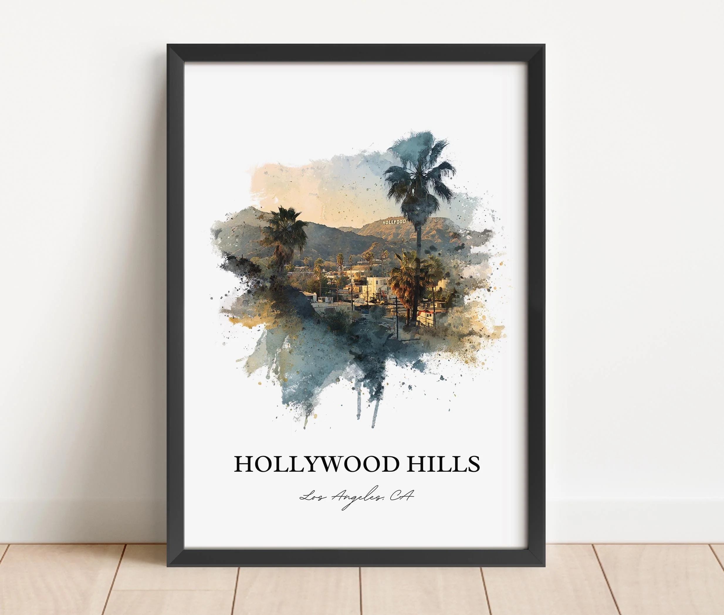 Hollywood Hills, California – Watercolor Art Print - Image 4