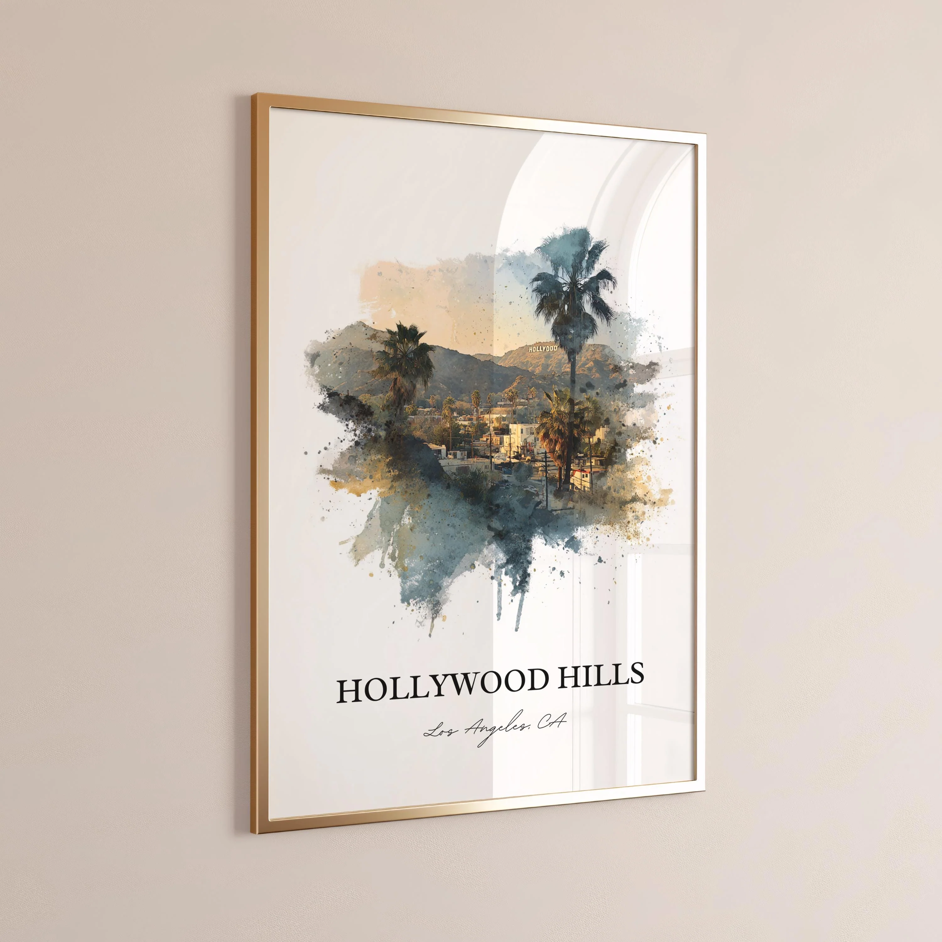 Hollywood Hills, California – Watercolor Art Print - Image 5