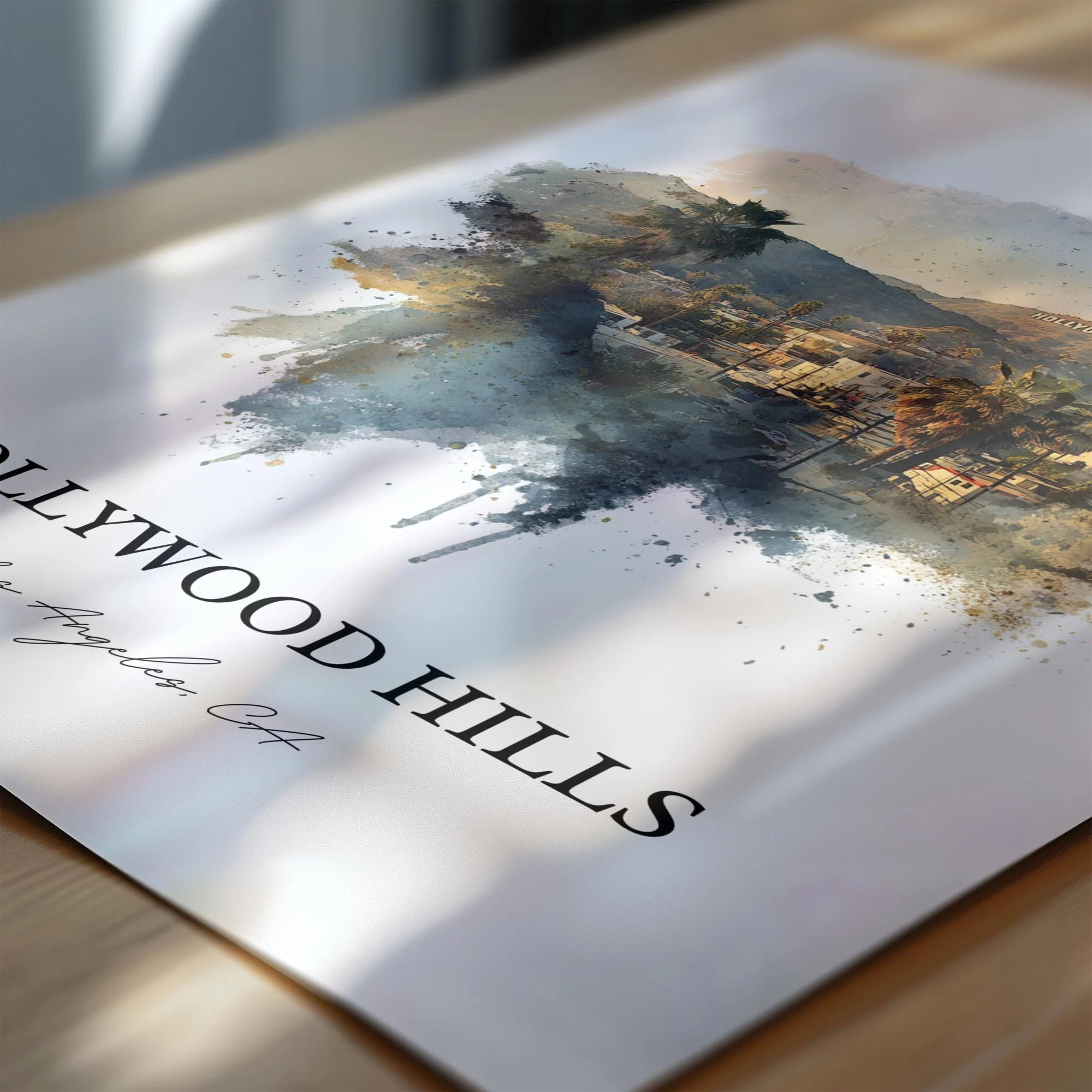Hollywood Hills, California – Watercolor Art Print - Image 7