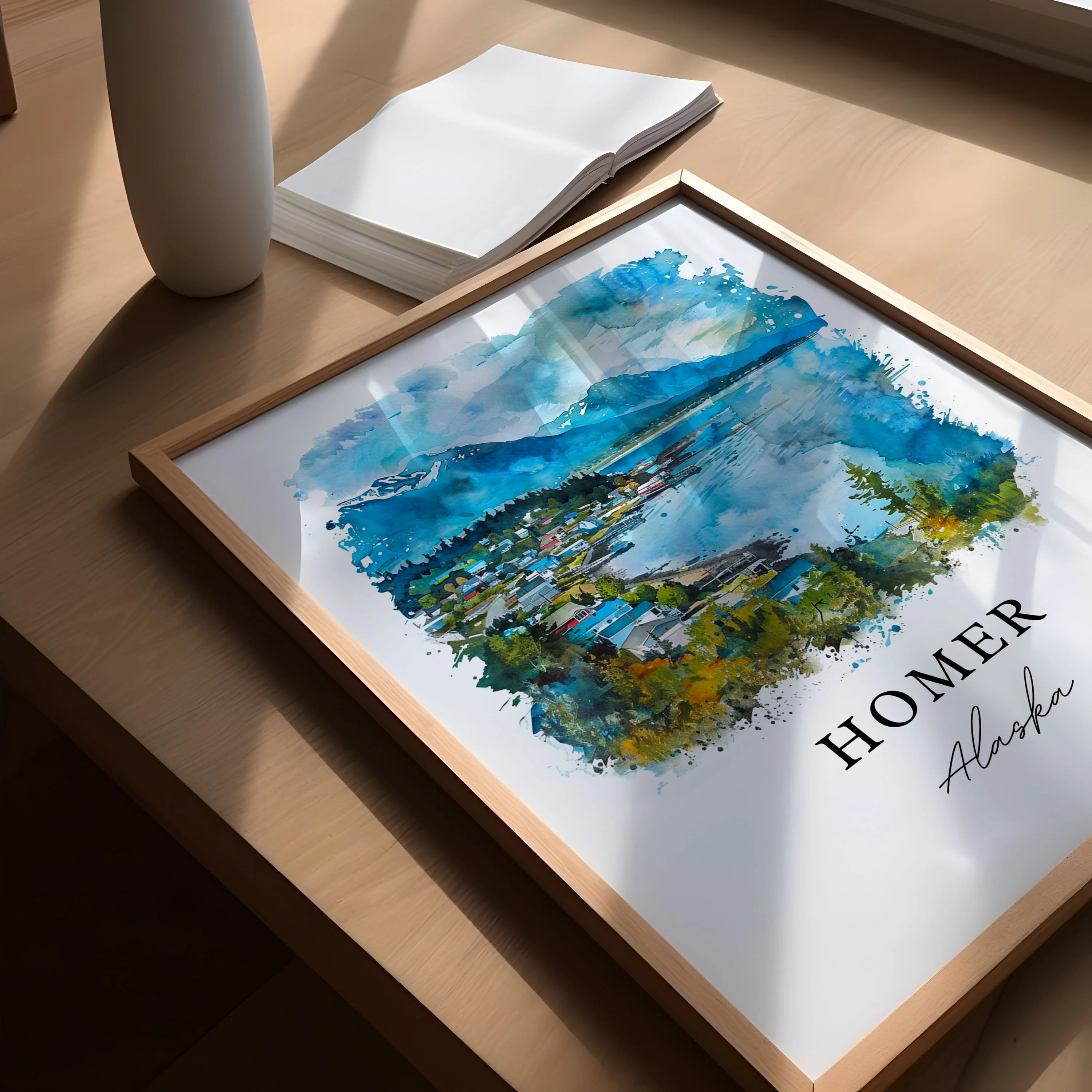 Homer, Alaska, Alaska – Watercolor Art Print - Image 3
