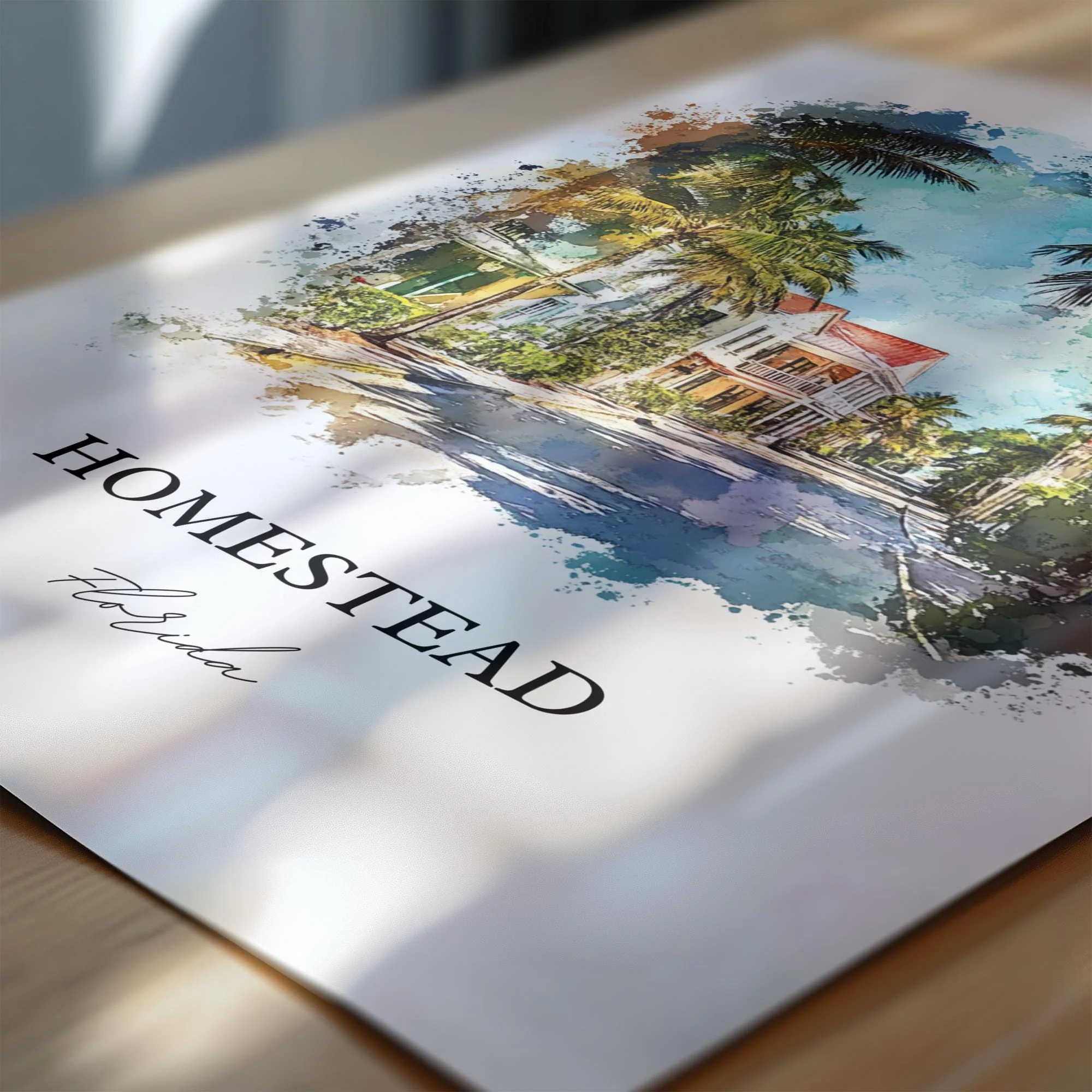 Homestead, Florida, USA – Watercolor Art Print - Image 2