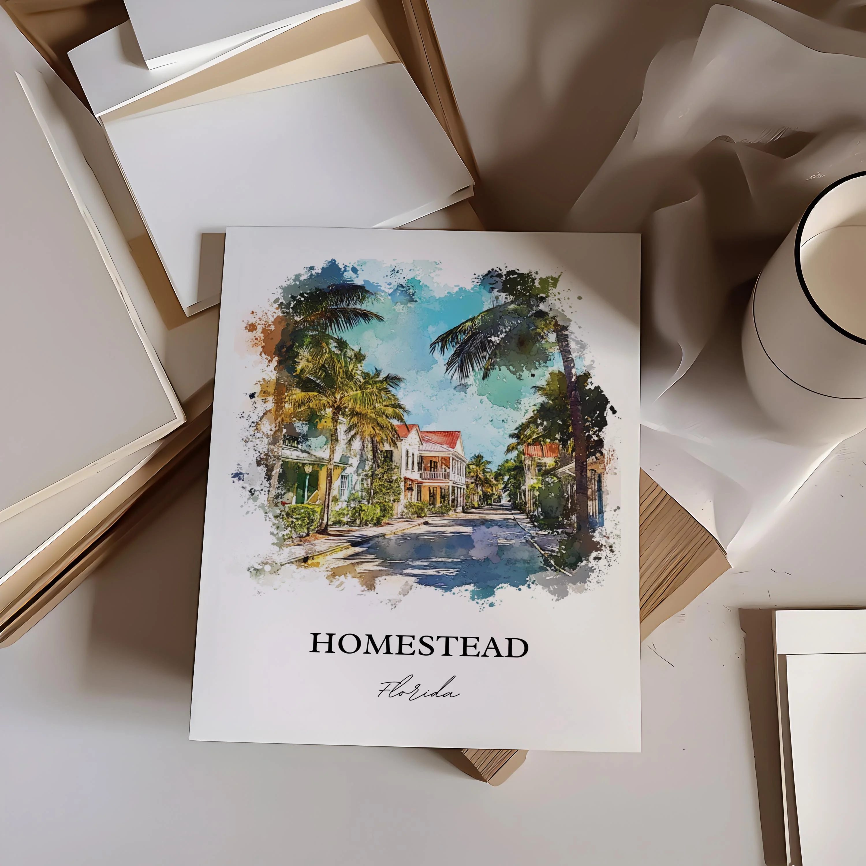 Homestead, Florida, USA – Watercolor Art Print - Image 4