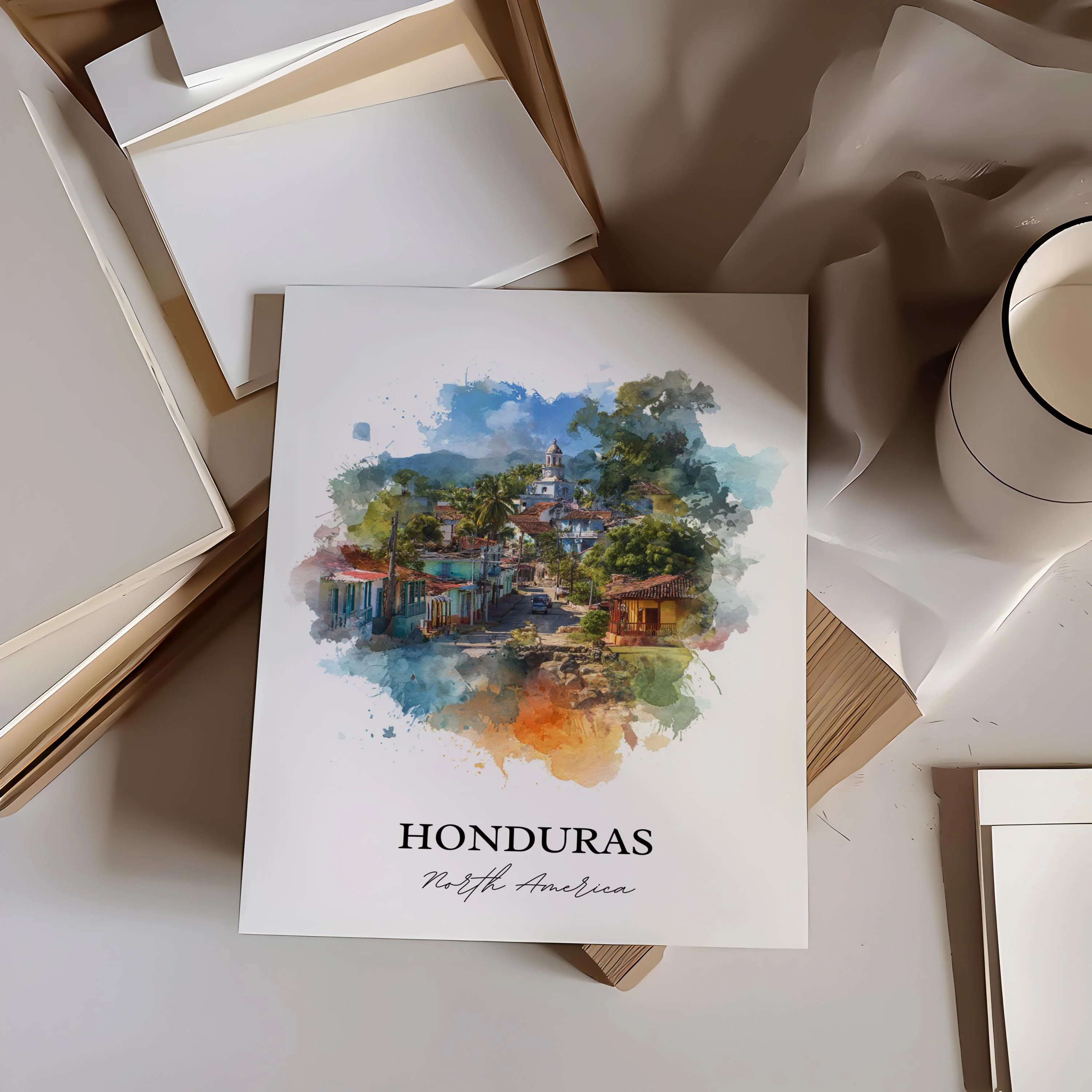 Honduras, Central America – Watercolor Art Print - Image 3