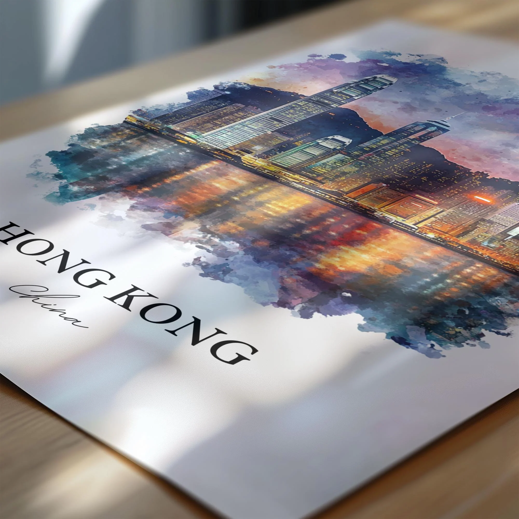Hong Kong, China – Watercolor Art Print - Image 2