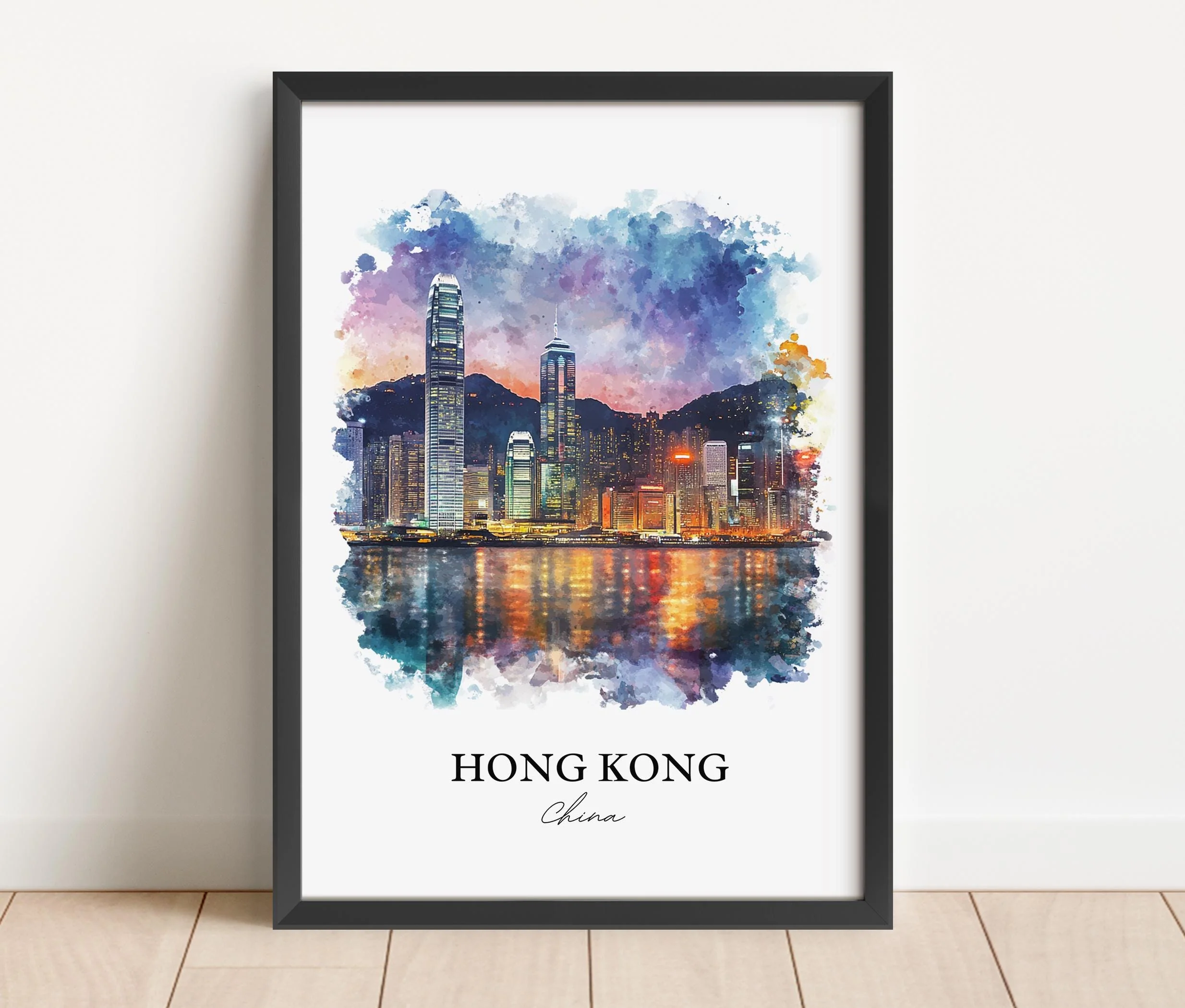 Hong Kong, China – Watercolor Art Print - Image 3