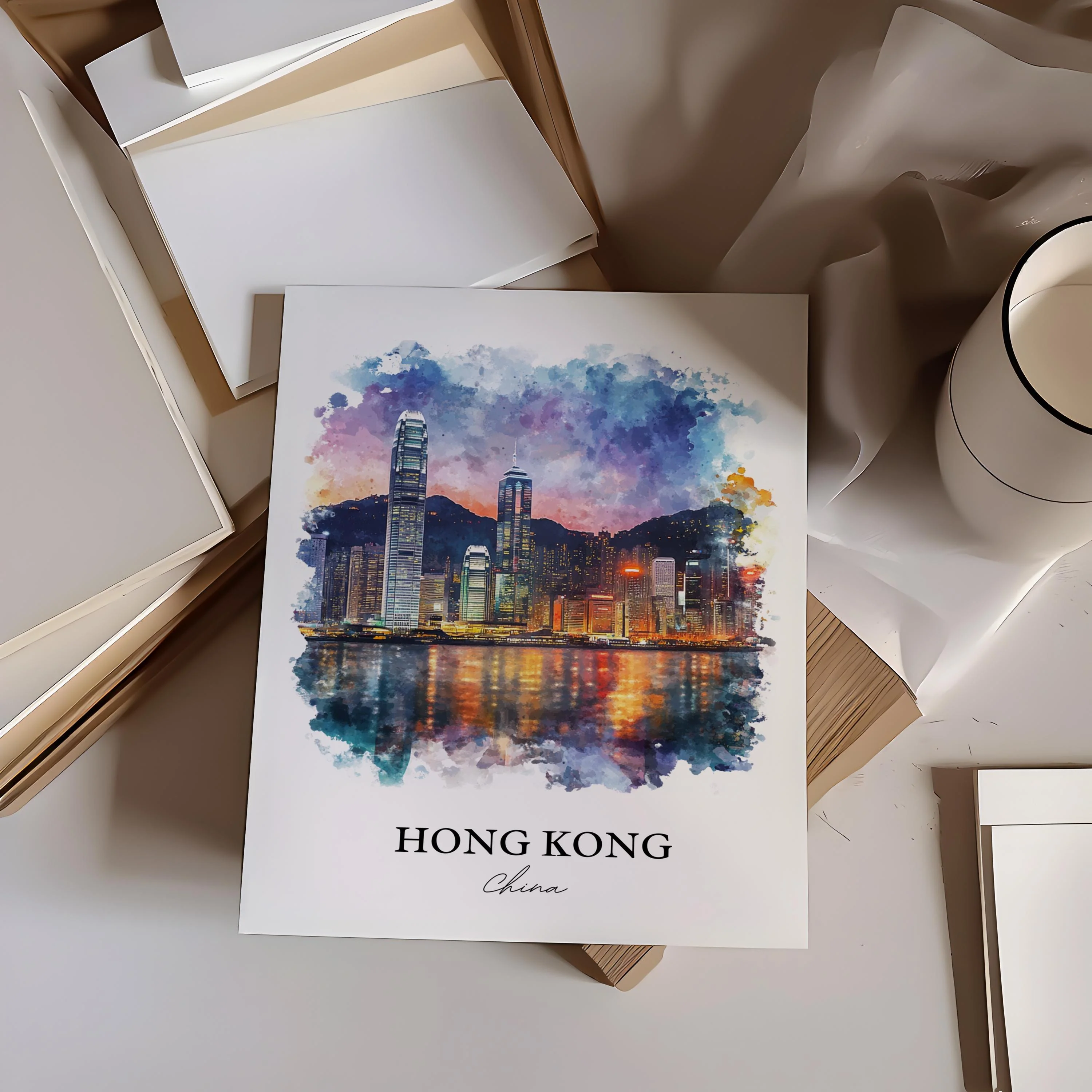 Hong Kong, China – Watercolor Art Print - Image 5