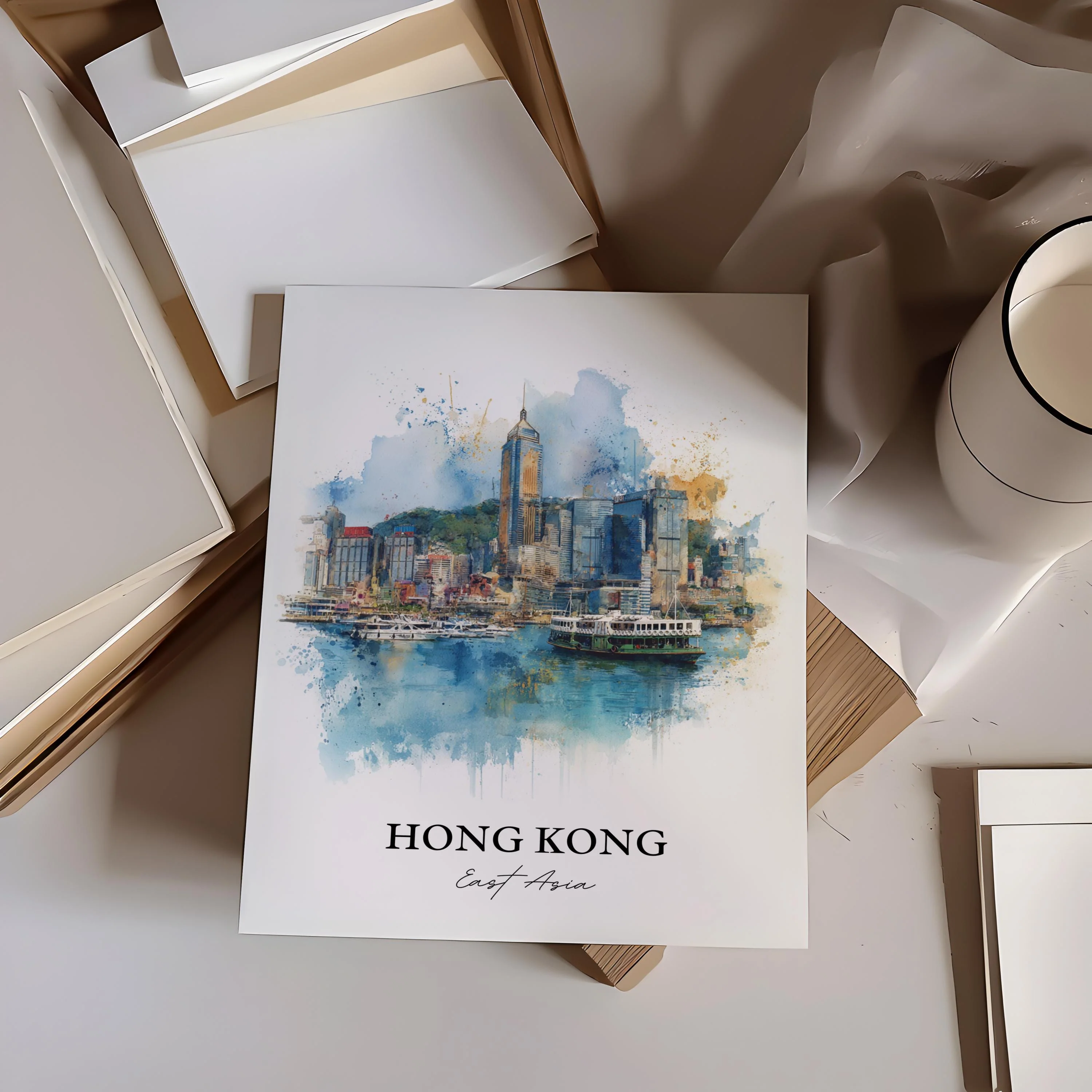 Hong Kong, China – Watercolor Art Print - Image 6
