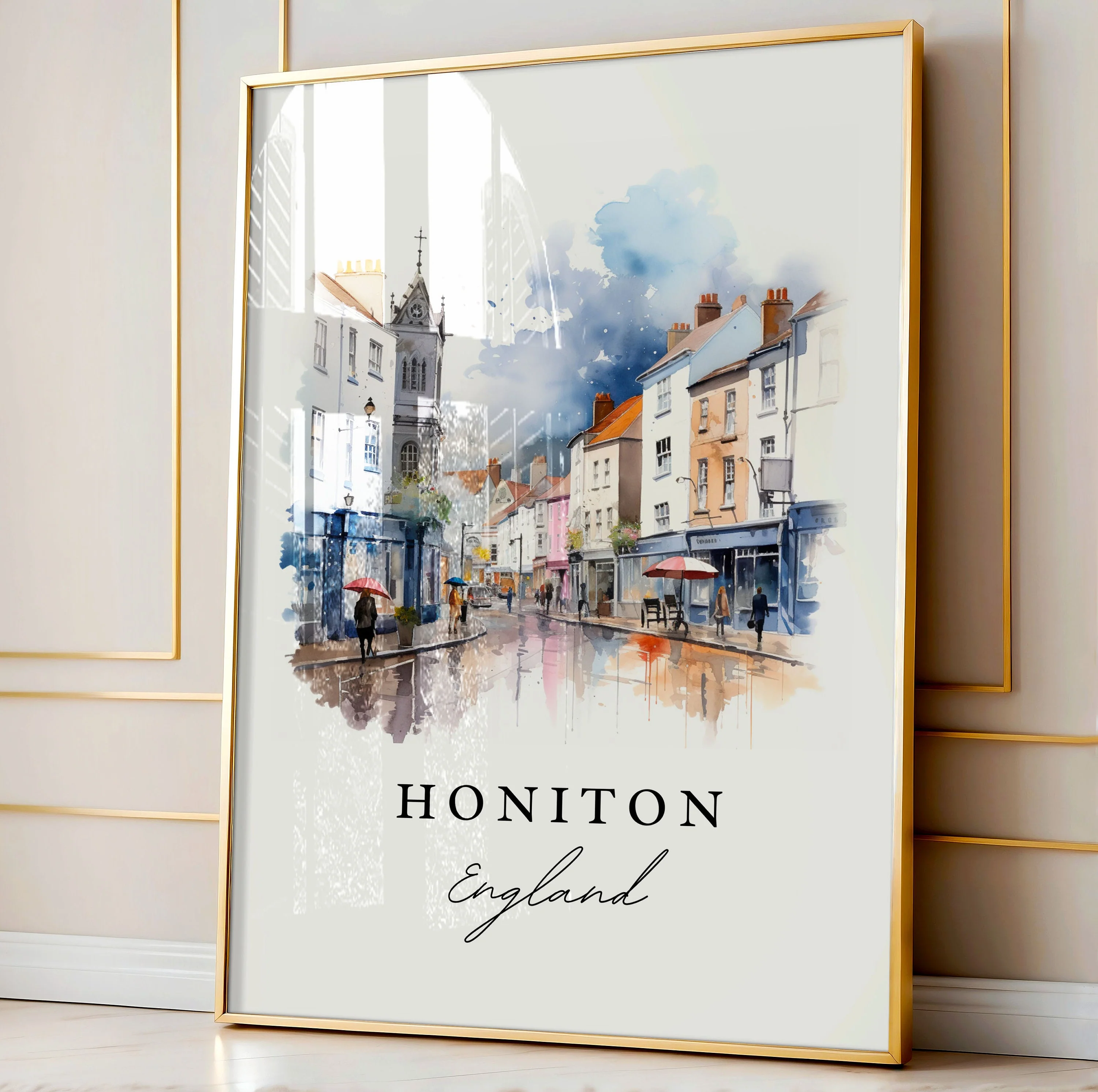 Honiton, England – Watercolor Art Print - Image 4