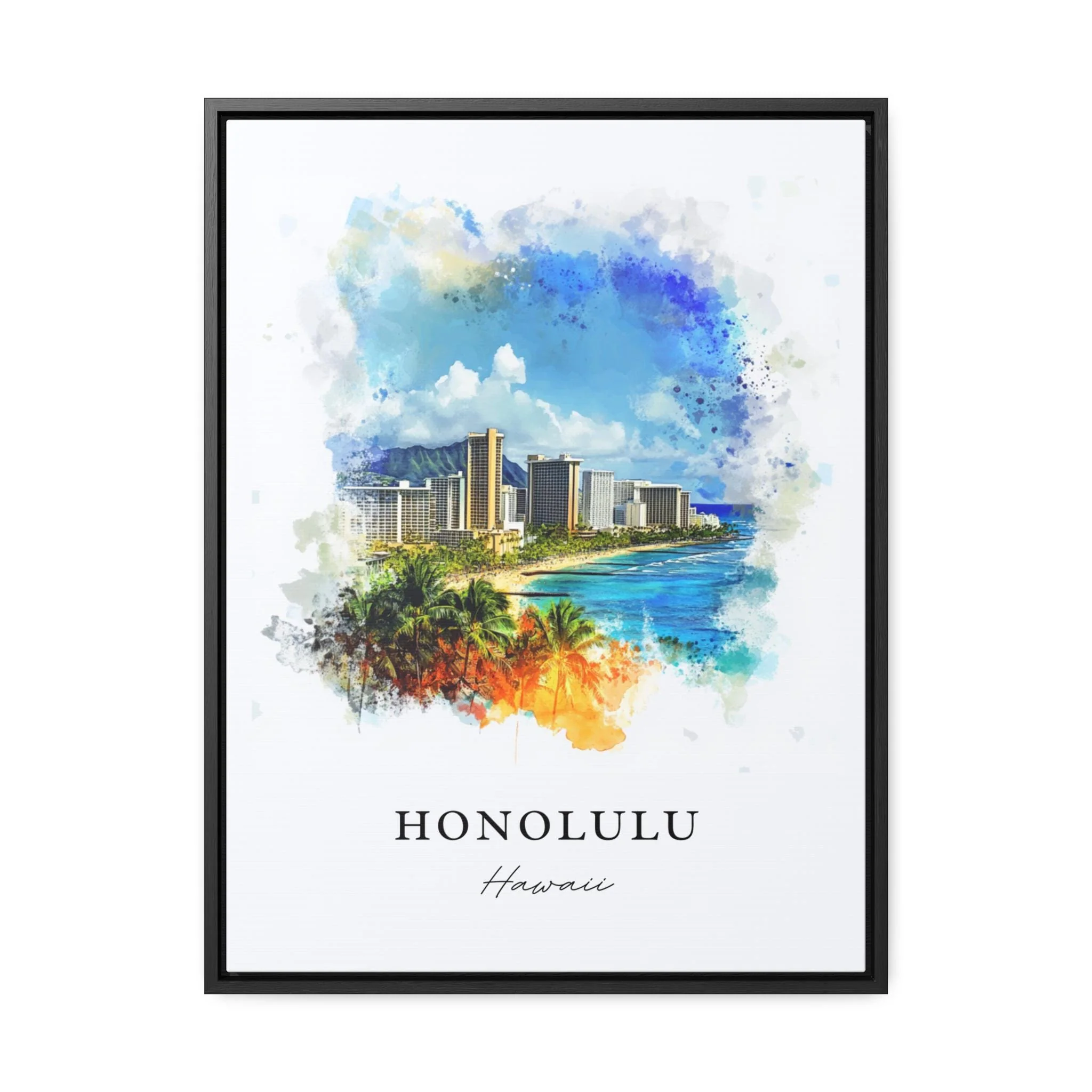 Honolulu, Hawaii Watercolor Art Print - Image 6
