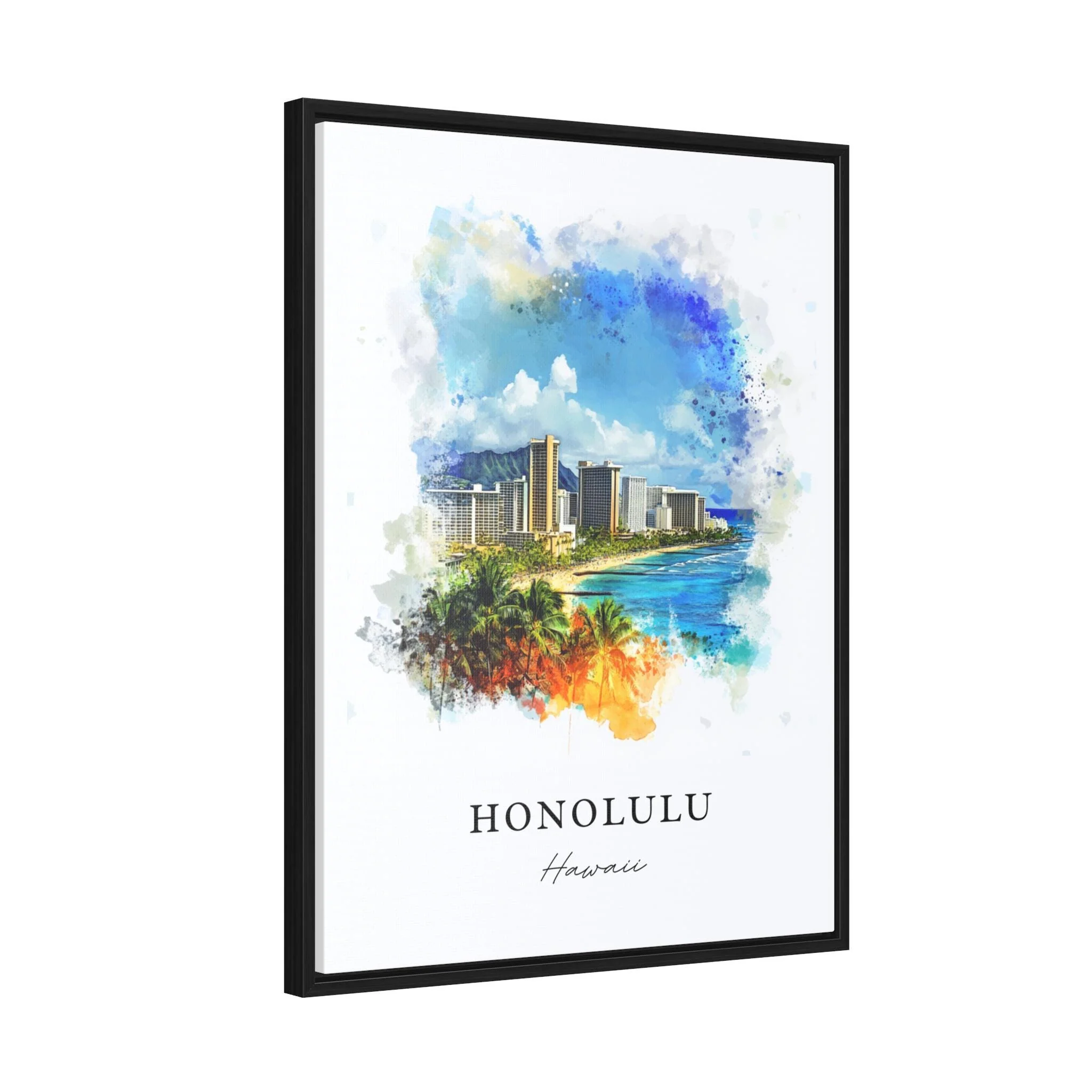 Honolulu, Hawaii Watercolor Art Print - Image 7