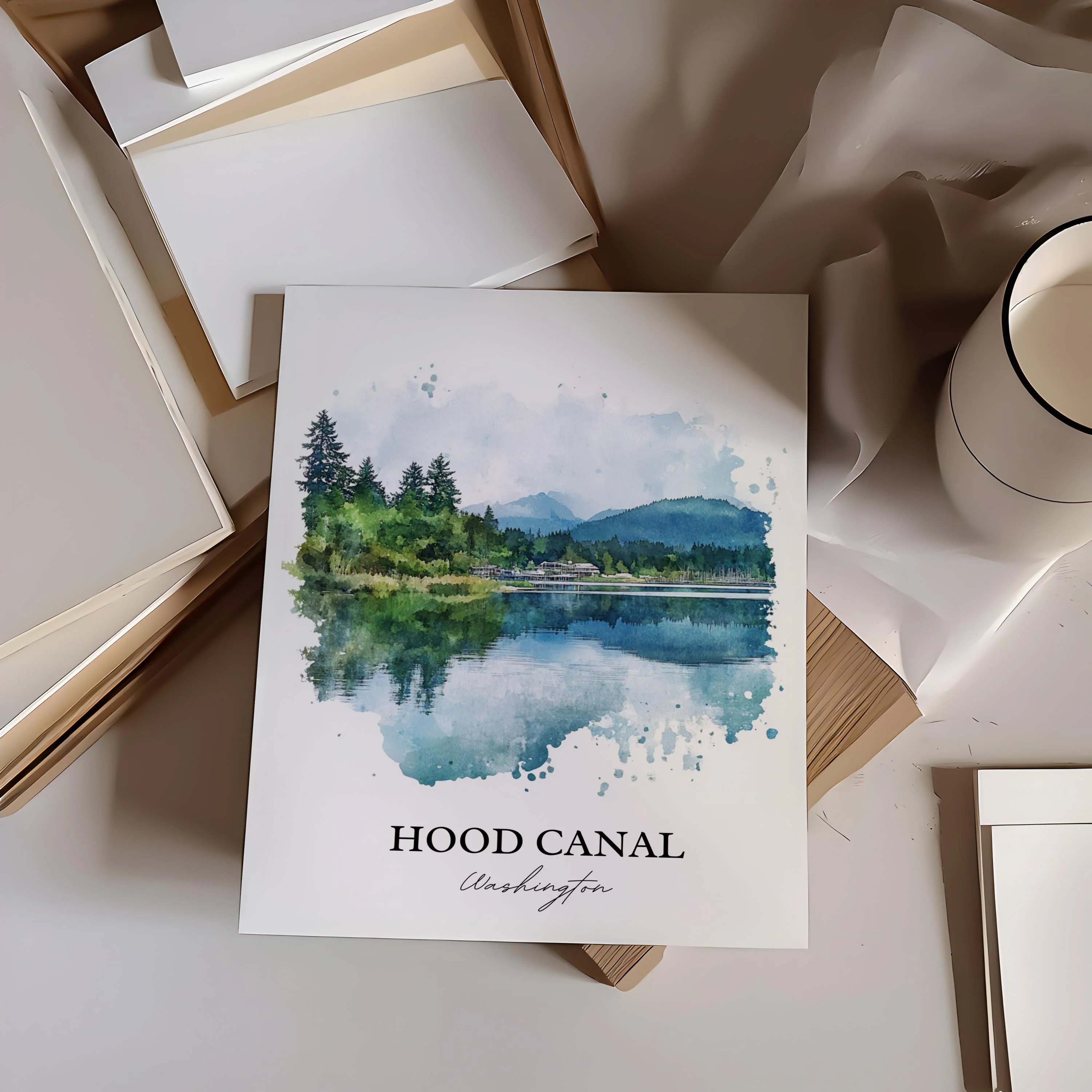 Hood Canal, USA – Watercolor Art Print - Image 2