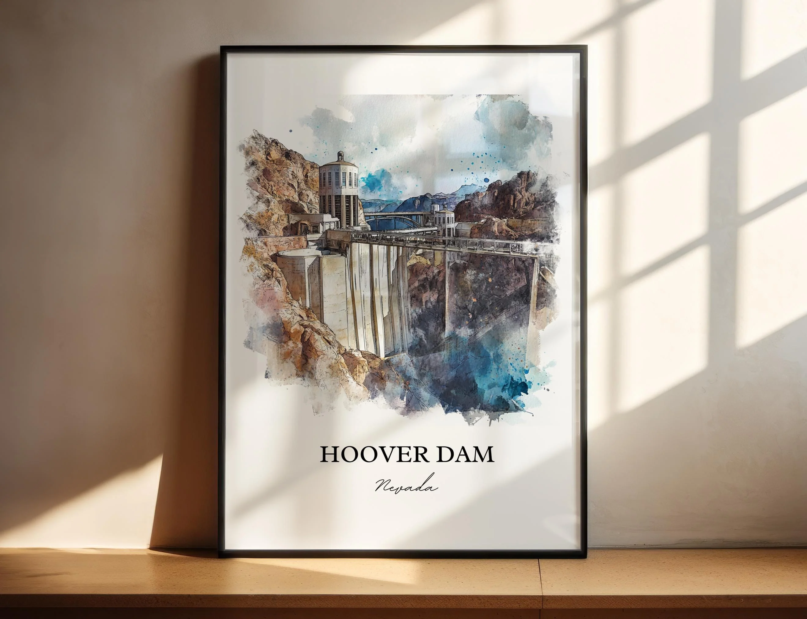 Hoover Dam, Nevada, USA – Watercolor Art Print