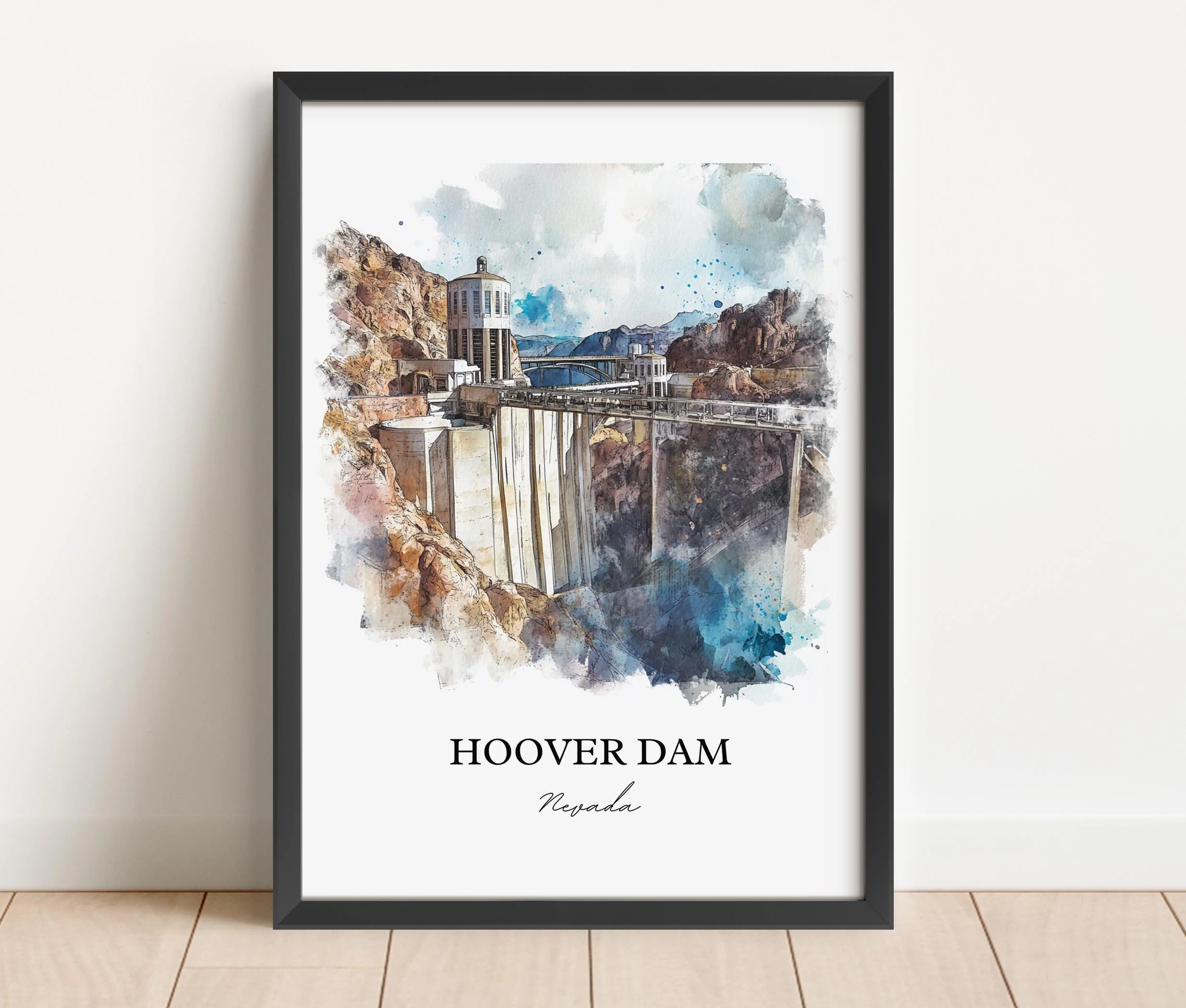 Hoover Dam, Nevada, USA – Watercolor Art Print - Image 4