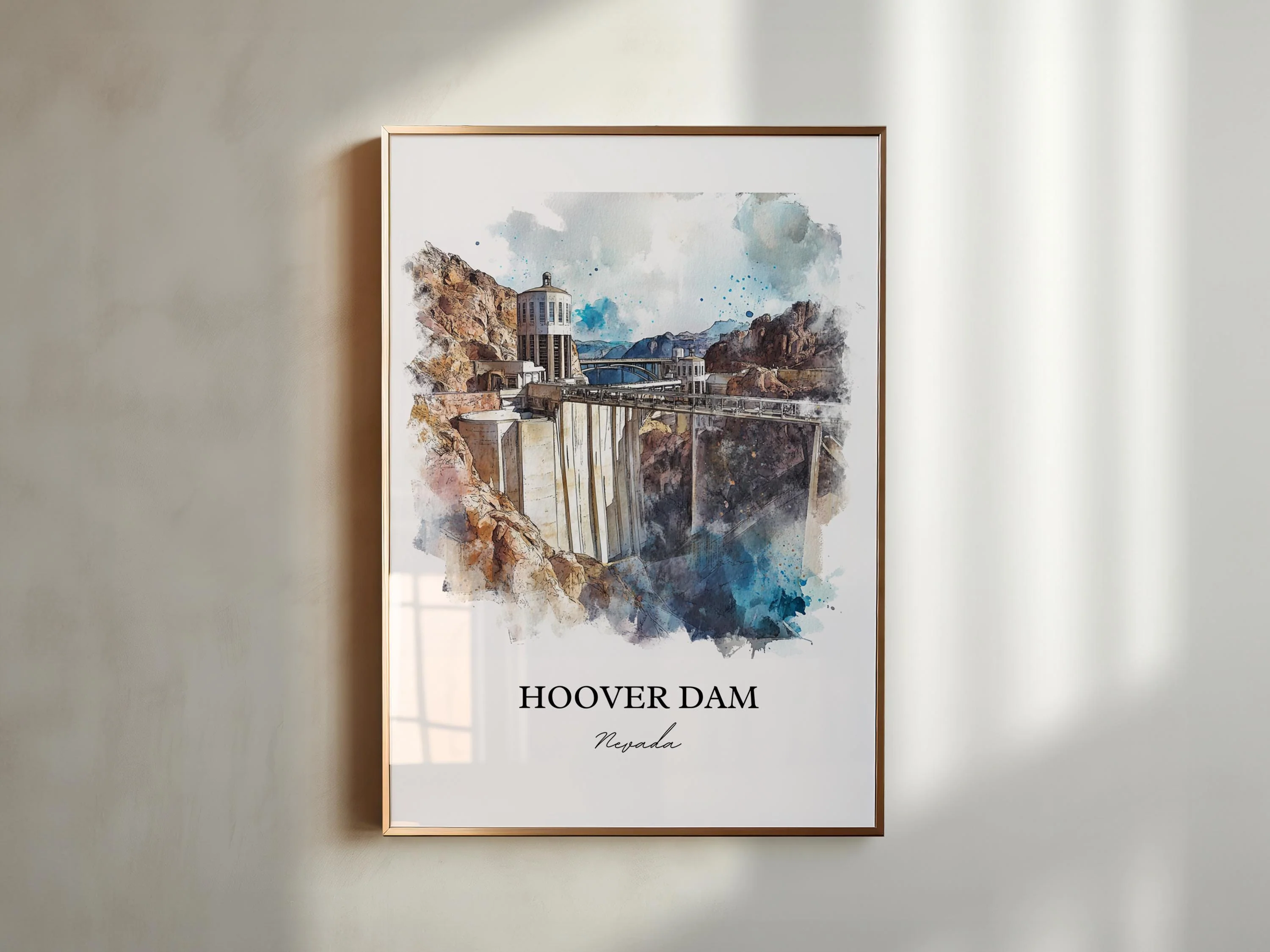 Hoover Dam, Nevada, USA – Watercolor Art Print - Image 6